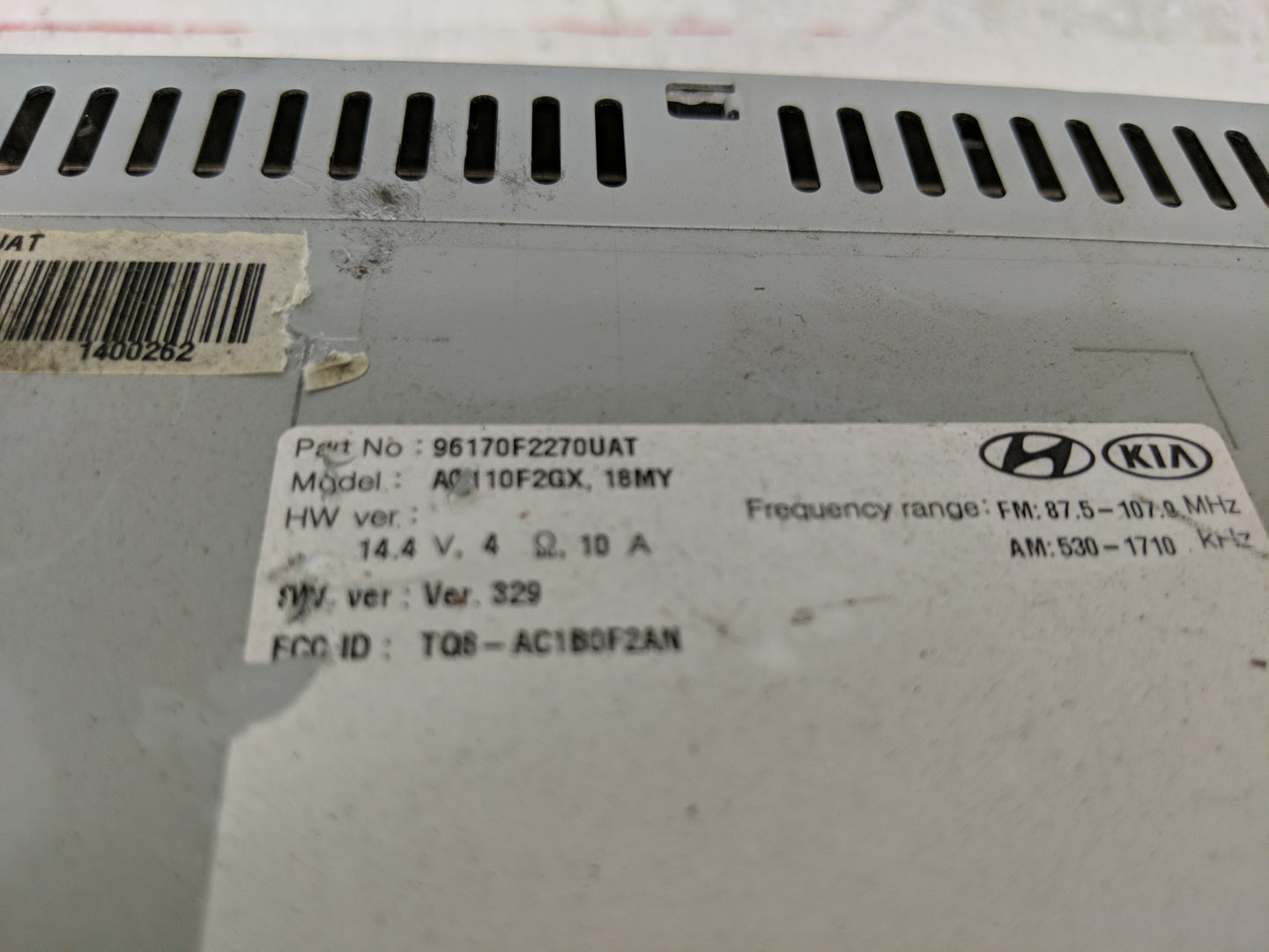 2017-2018 Hyundai Elantra Radio AM FM Cd Player Receiver Replacement P/N:96170F22700UAT Fits Fits 2017 2018 OEM Used Auto Pa