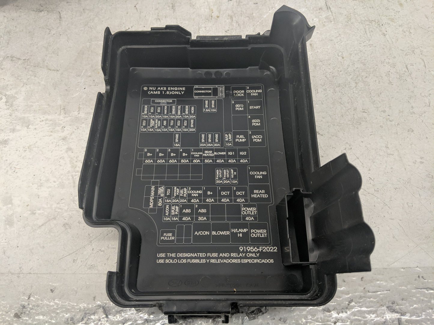 2018 Hyundai Elantra Fusebox Fuse Box Panel Relay Module P/N:91956-F2022 Fits OEM Used Auto Parts - Oemusedautoparts1.com