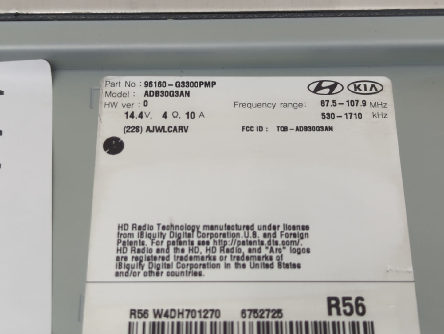 2018-2020 Hyundai Elantra Radio AM FM Cd Player Receiver Replacement P/N:96160-G3300PMP Fits Fits 2018 2019 2020 OEM Used Au