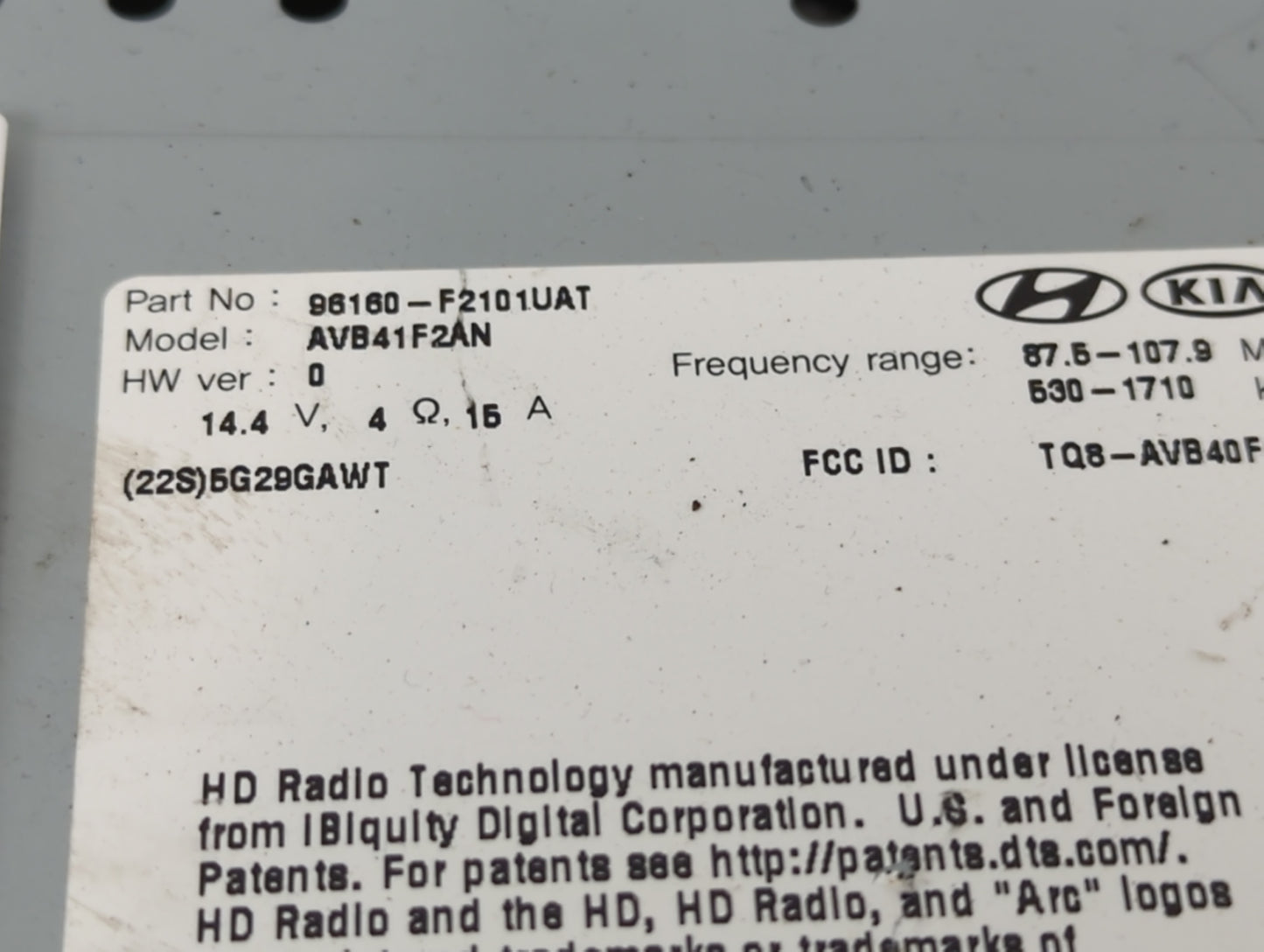 2017-2018 Hyundai Elantra Radio AM FM Cd Player Receiver Replacement P/N:96160-F2101UAT AVB41F2AN, TQ8-AVB40F Fits Fits 2017