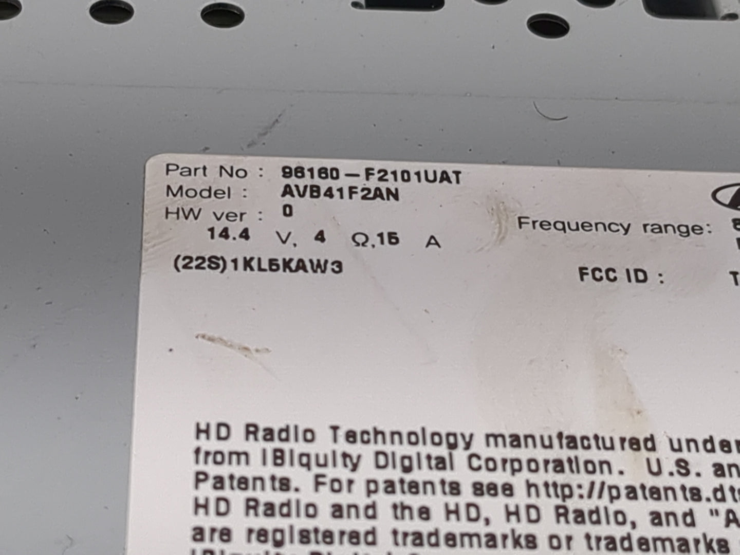 2017-2018 Hyundai Elantra Radio AM FM Cd Player Receiver Replacement P/N:96160-F2101UAT AVB41F2AN Fits Fits 2017 2018 OEM Us