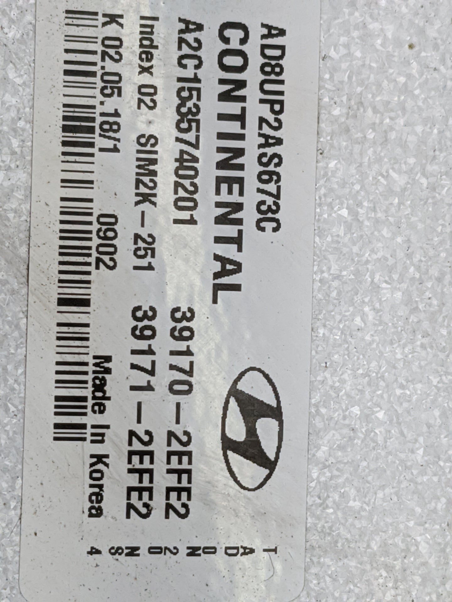 2017-2018 Hyundai Elantra PCM Engine Control Computer ECU ECM PCU OEM P/N:39170-2EFE2 AD8UP2AS673C, TAD0N20NS4 Fits Fits 201