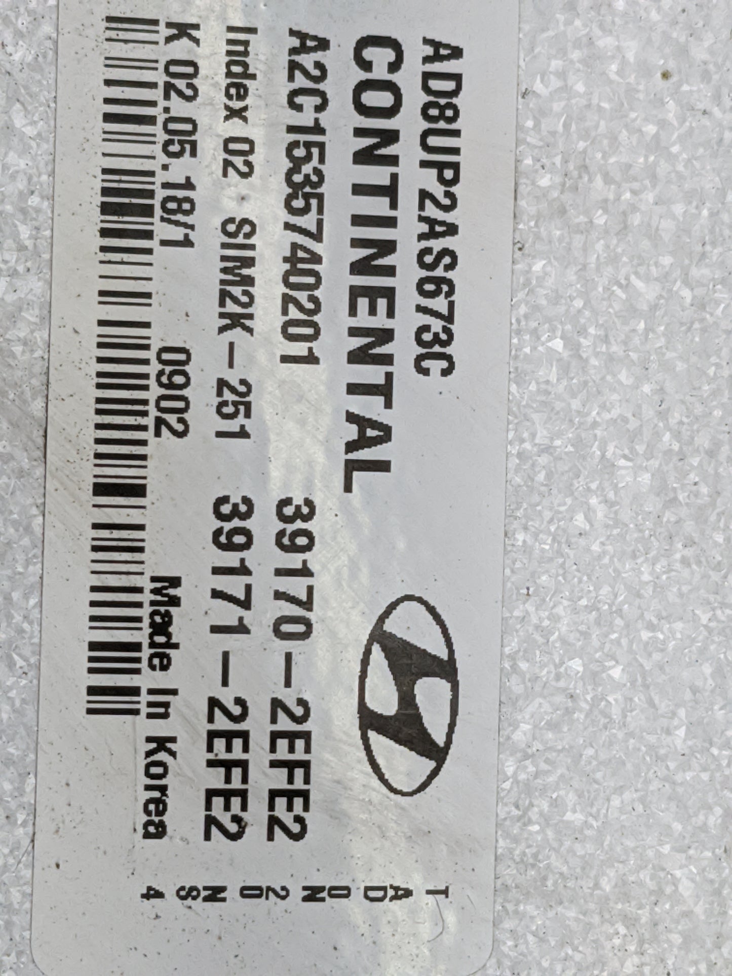 2017-2018 Hyundai Elantra PCM Engine Control Computer ECU ECM PCU OEM P/N:39170-2EFE2 AD8UP2AS673C, TAD0N20NS4 Fits Fits 201