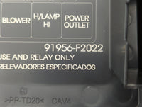 2018 Hyundai Elantra Fusebox Fuse Box Panel Relay Module P/N:91956-F2022 Fits OEM Used Auto Parts - Oemusedautoparts1.com