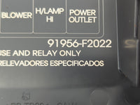 2018 Hyundai Elantra Fusebox Fuse Box Panel Relay Module P/N:91956-F2022 Fits OEM Used Auto Parts - Oemusedautoparts1.com