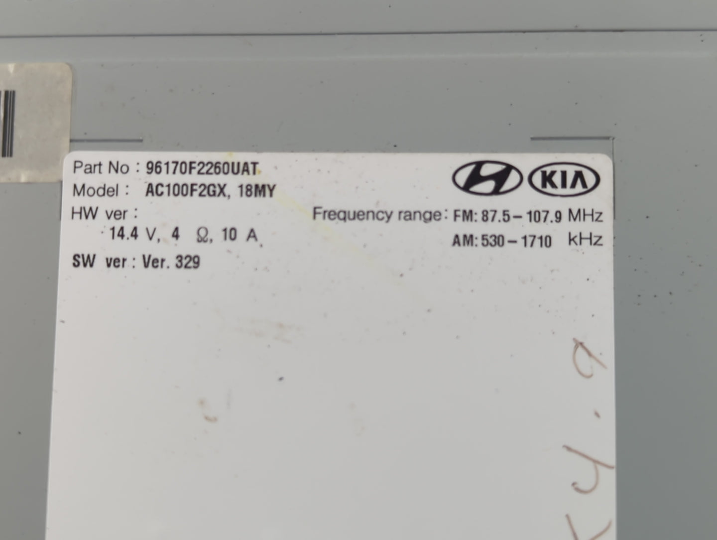 2017-2018 Hyundai Elantra Radio AM FM Cd Player Receiver Replacement P/N:96170F2260UAT Fits Fits 2017 2018 OEM Used Auto Par