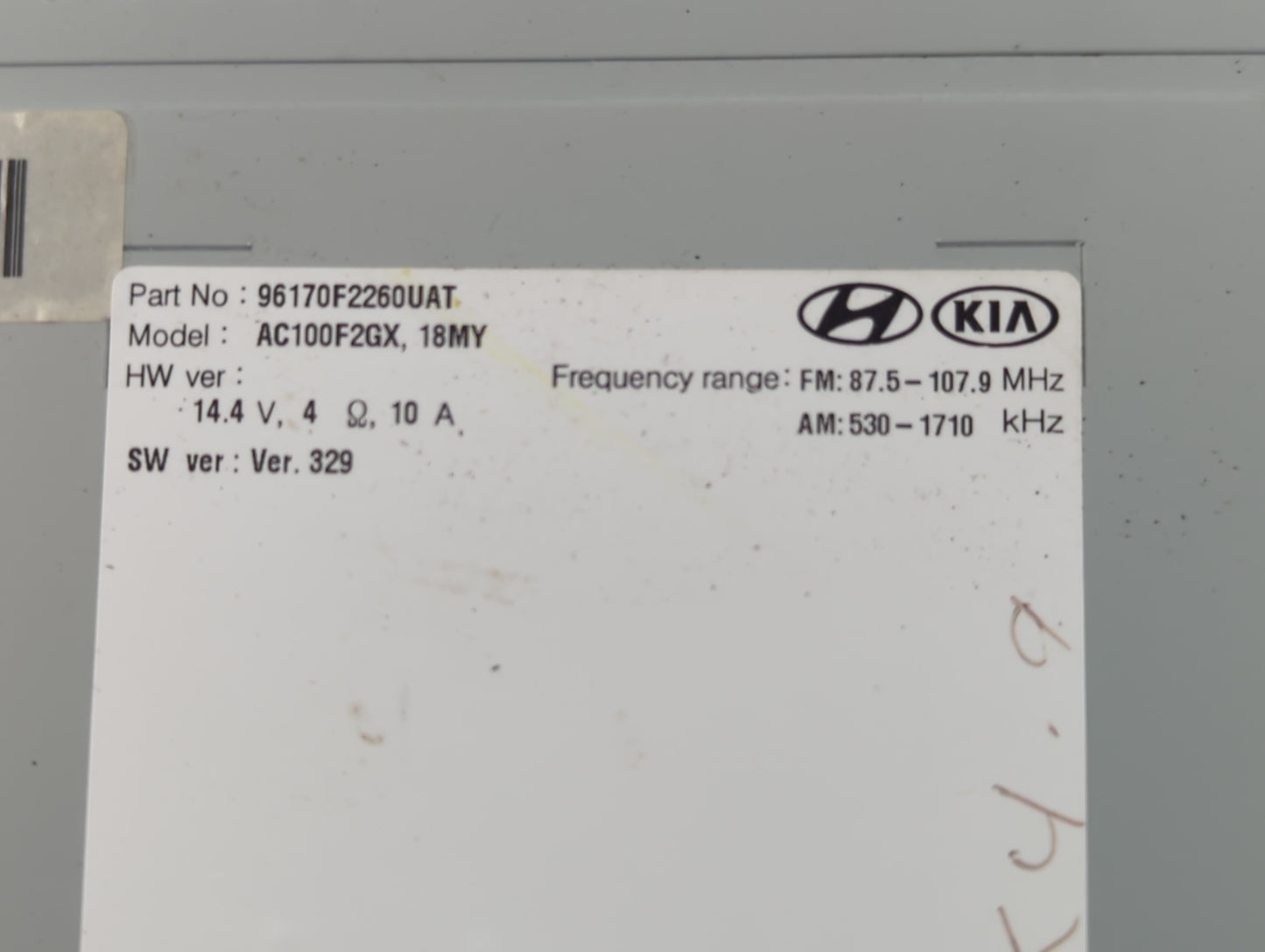 2017-2018 Hyundai Elantra Radio AM FM Cd Player Receiver Replacement P/N:96170F2260UAT Fits Fits 2017 2018 OEM Used Auto Par