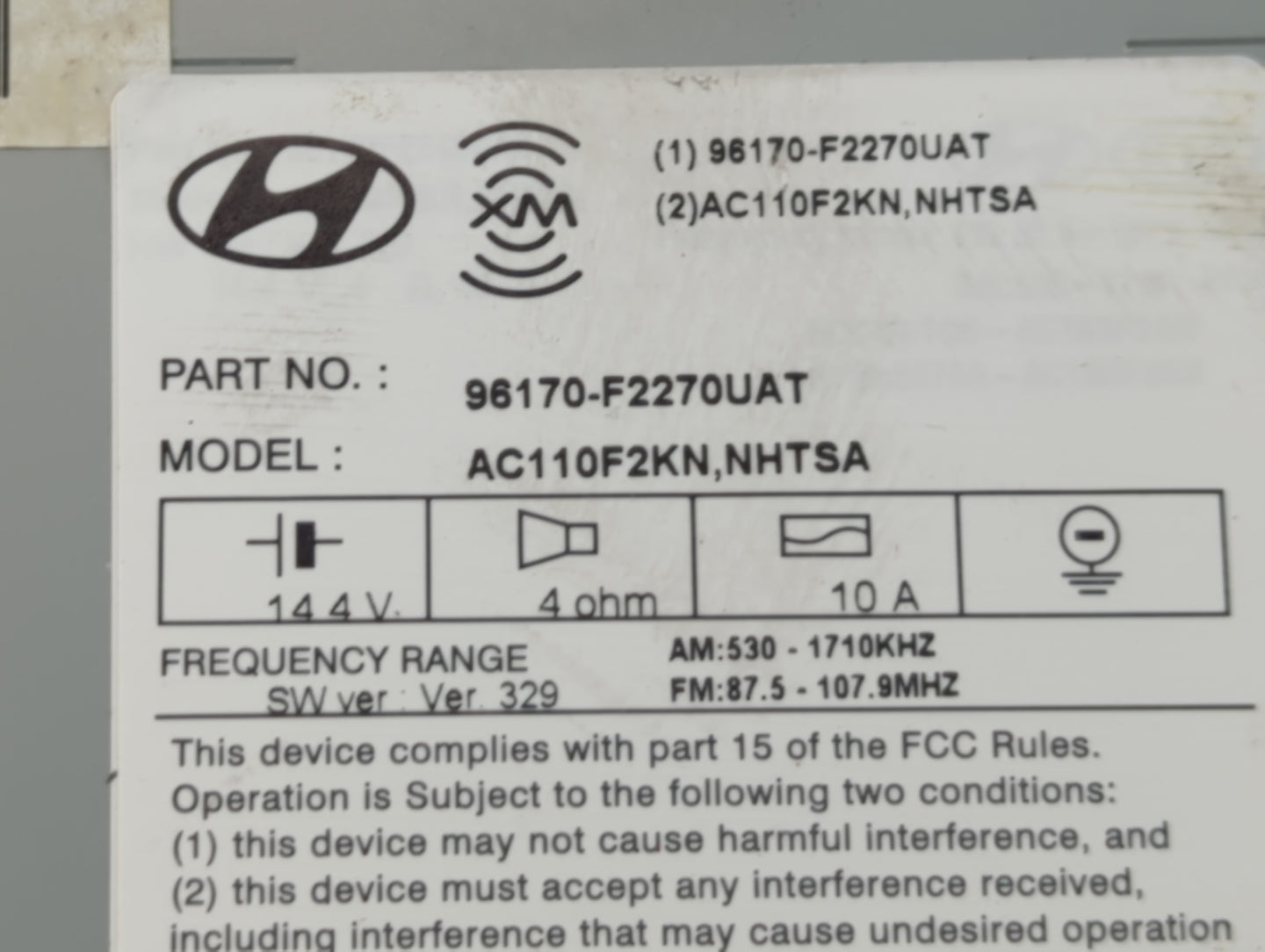 2017-2018 Hyundai Elantra Am Fm Cd Player Radio Receiver - Oemusedautoparts1.com