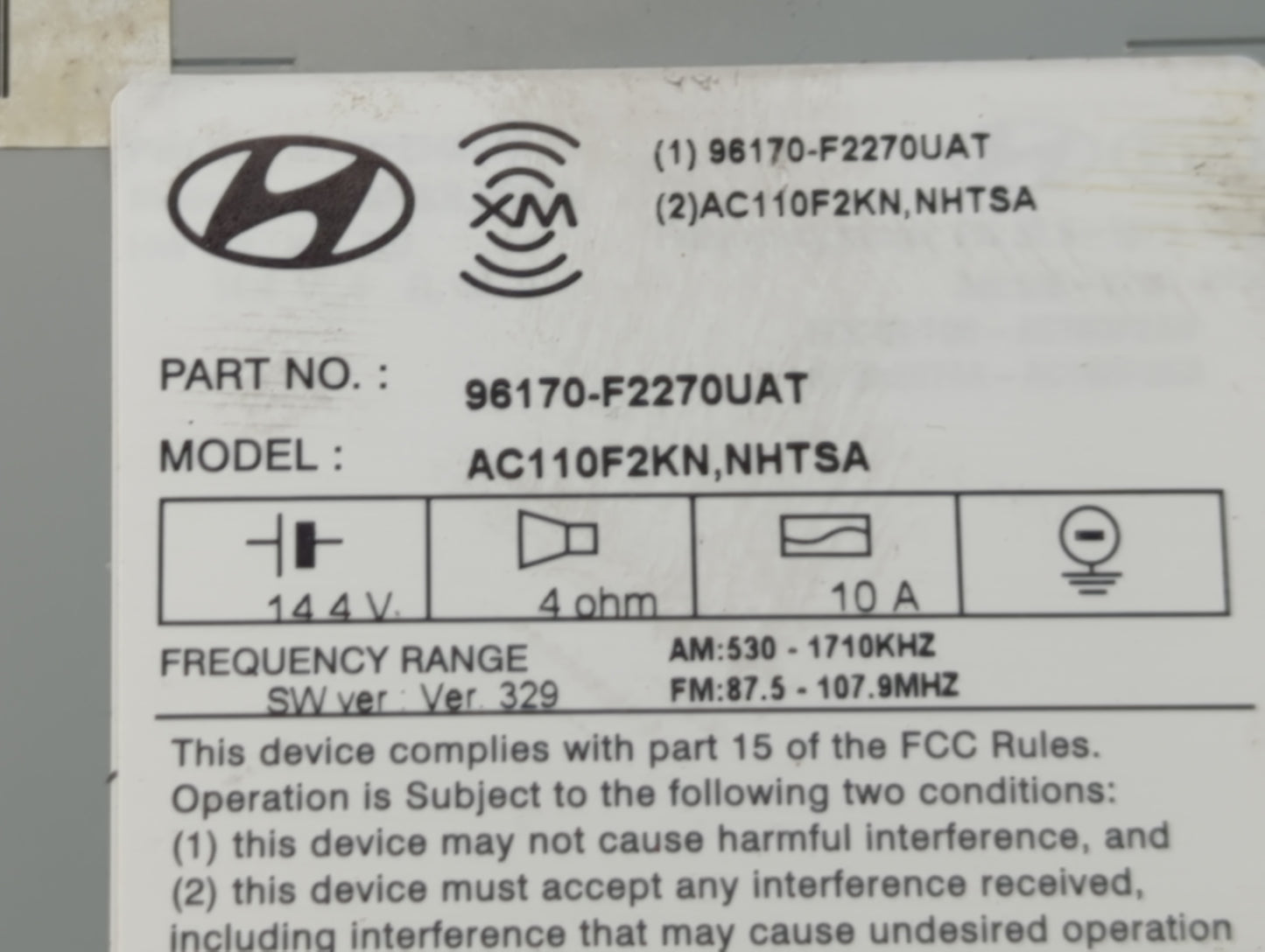 2017-2018 Hyundai Elantra Am Fm Cd Player Radio Receiver - Oemusedautoparts1.com