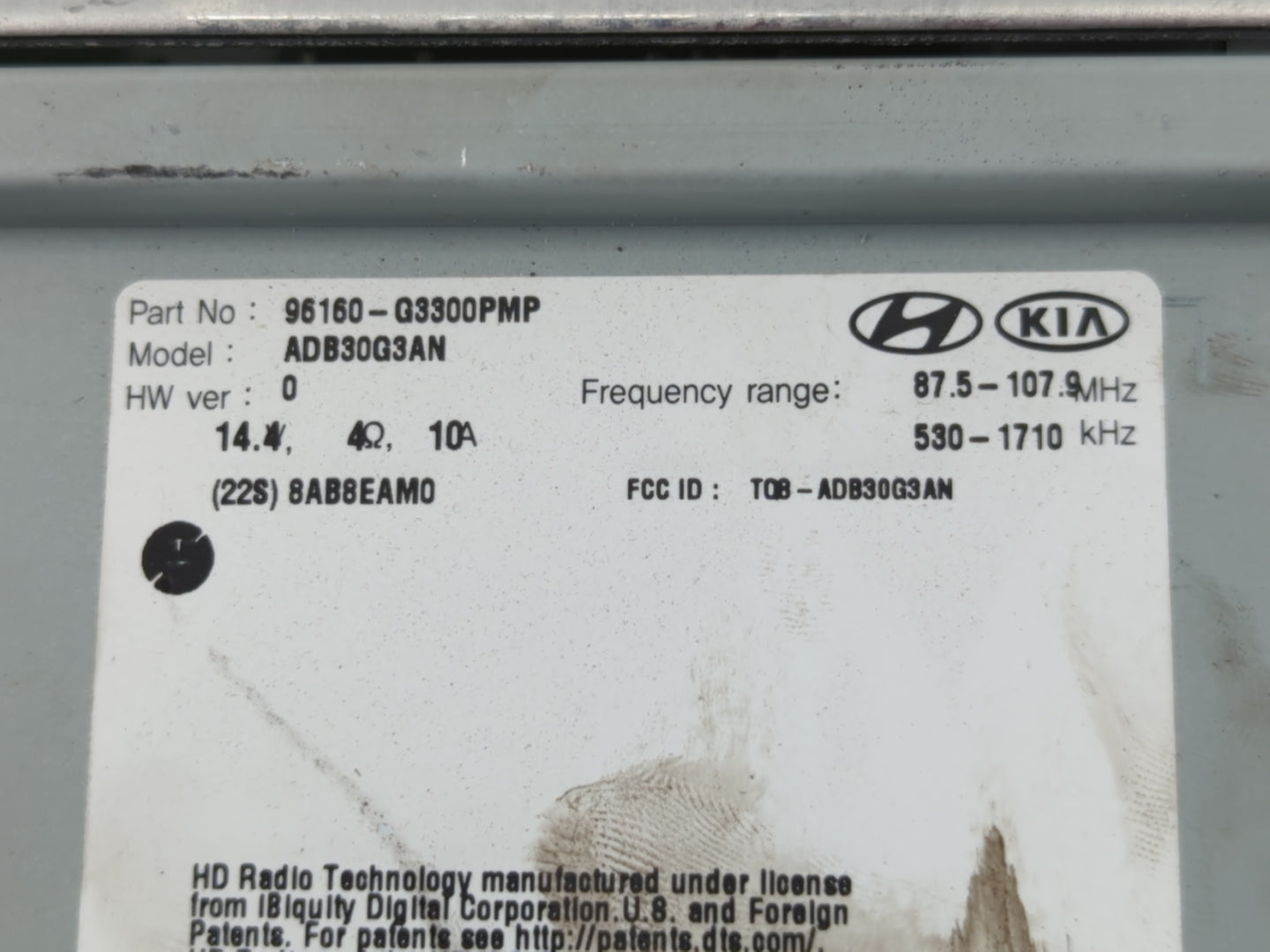 2018-2020 Hyundai Elantra Radio AM FM Cd Player Receiver Replacement P/N:96160-G3300PMP Fits Fits 2018 2019 2020 OEM Used Au