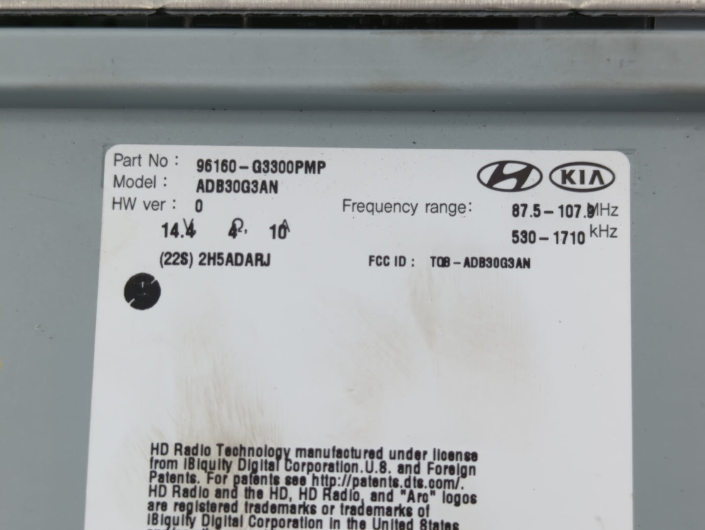 2018-2020 Hyundai Elantra Radio AM FM Cd Player Receiver Replacement P/N:96160-G3300PMP Fits Fits 2018 2019 2020 OEM Used Au
