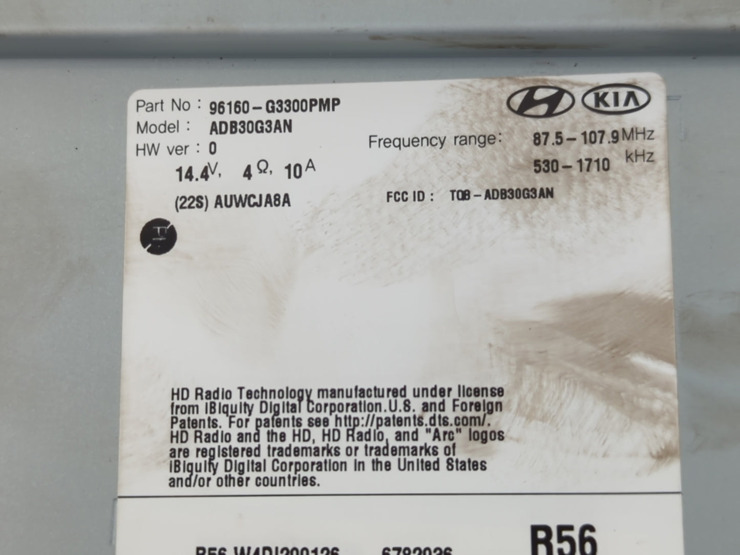 2018-2020 Hyundai Elantra Radio AM FM Cd Player Receiver Replacement P/N:96160-G3300PMP Fits Fits 2018 2019 2020 OEM Used Au