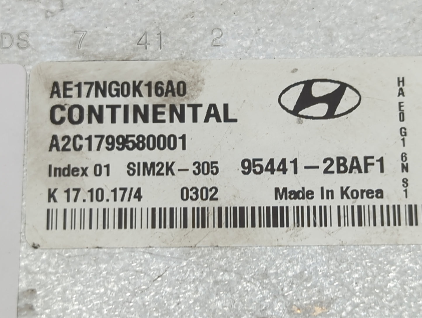2018 Hyundai Ioniq PCM Engine Control Computer ECU ECM PCU OEM P/N:AE17NG0K16A0 A2C1799580001, 95441-2BAF1, SIM2K-305 Fits O
