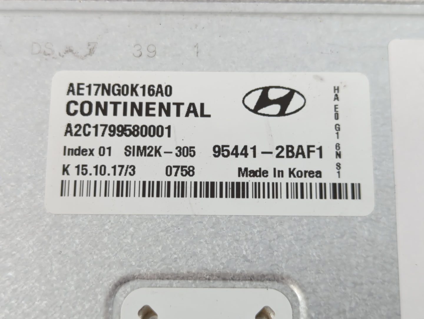 2017-2020 Hyundai Ioniq PCM Engine Control Computer ECU ECM PCU OEM P/N:95441-2BAF1 Fits Fits 2017 2018 2019 2020 OEM Used A