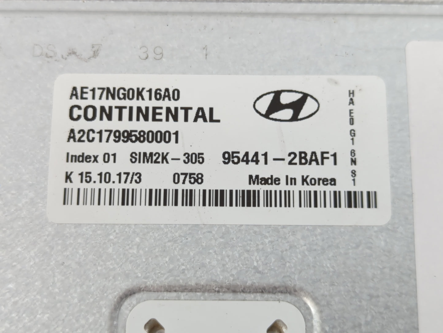 2017-2020 Hyundai Ioniq PCM Engine Control Computer ECU ECM PCU OEM P/N:95441-2BAF1 Fits Fits 2017 2018 2019 2020 OEM Used A