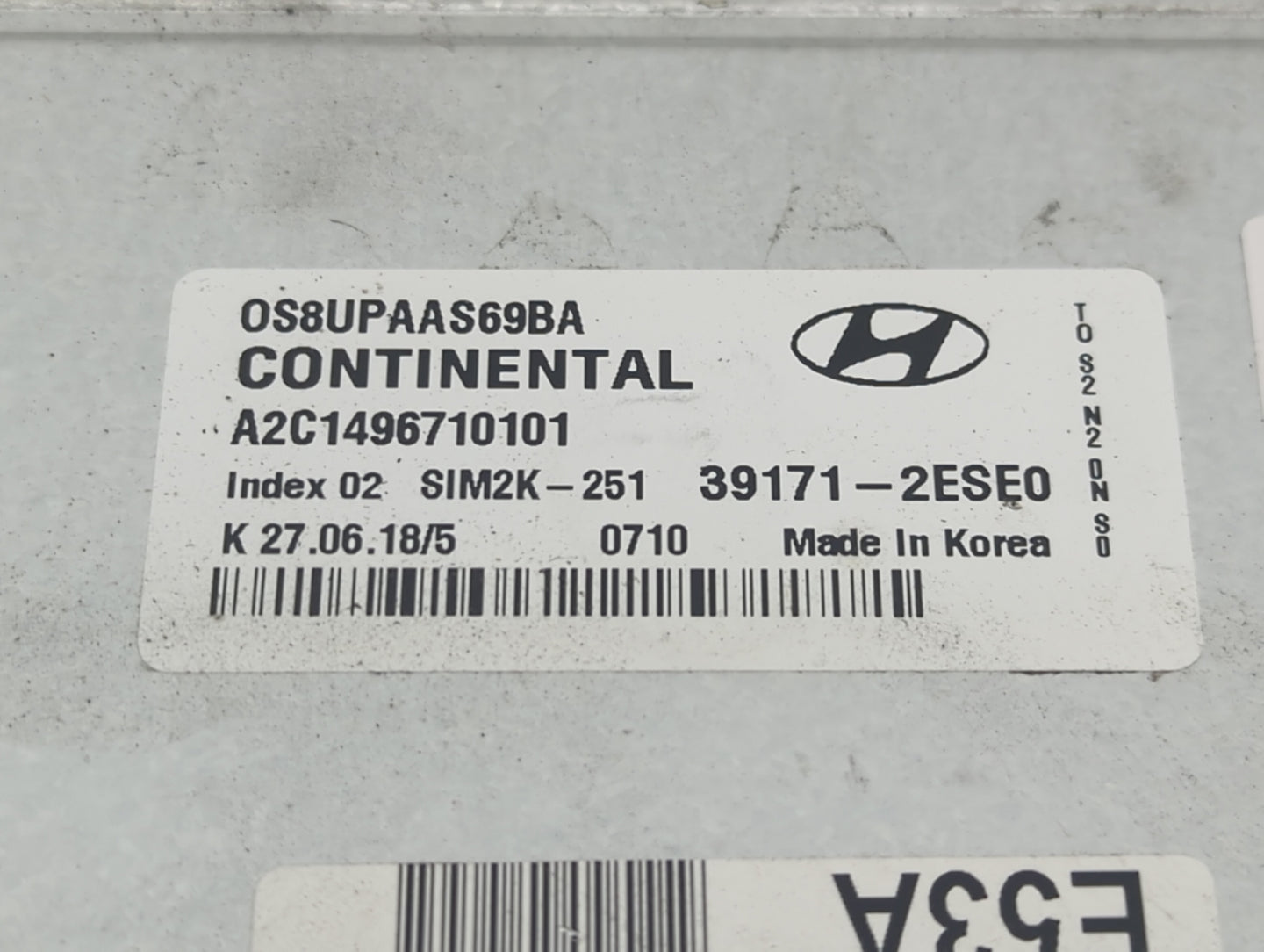 2018-2021 Hyundai Kona PCM Engine Control Computer ECU ECM PCU OEM P/N:39171-2ESE0 Fits Fits 2018 2019 2020 2021 OEM Used Au