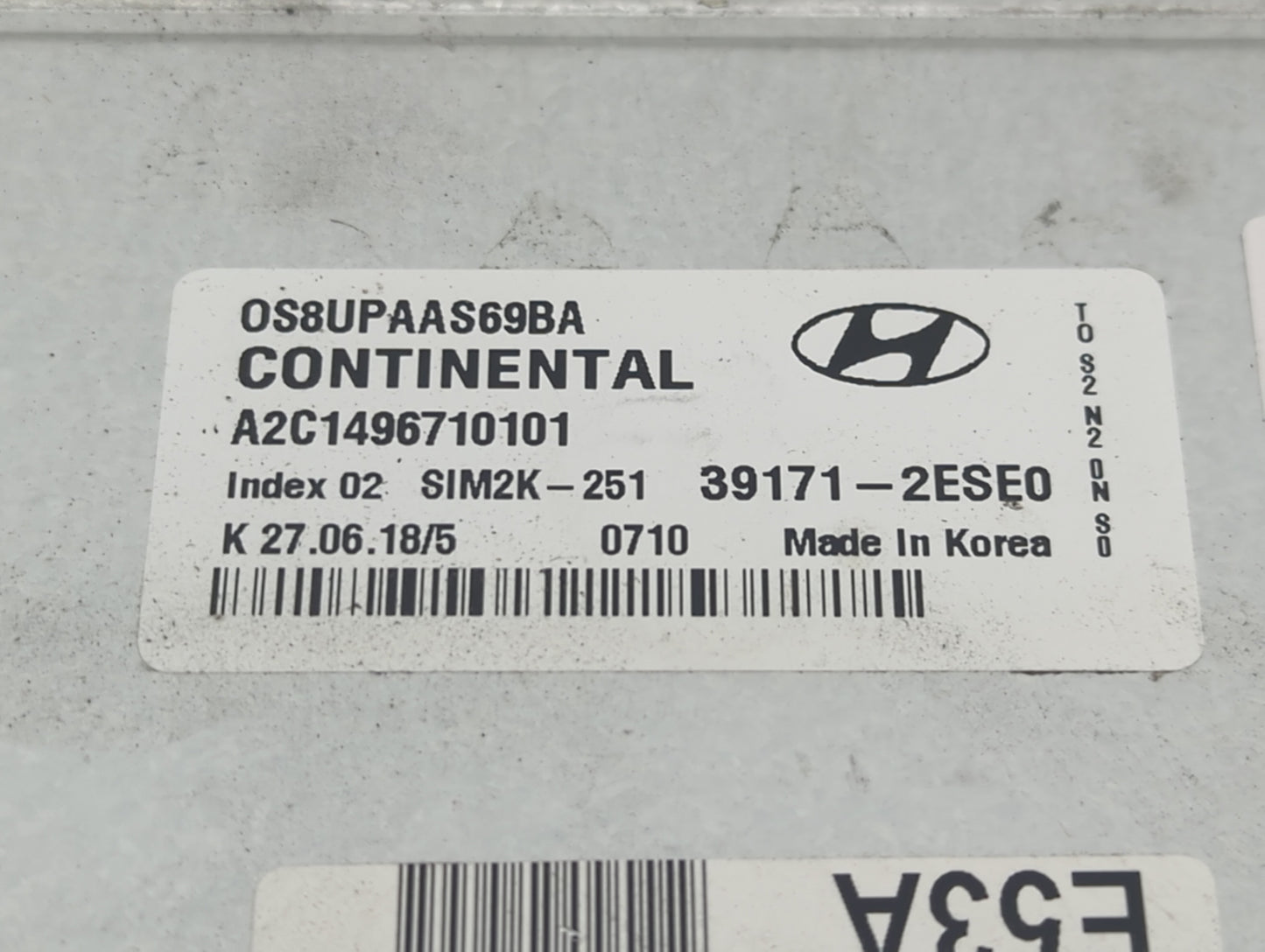 2018-2021 Hyundai Kona PCM Engine Control Computer ECU ECM PCU OEM P/N:39171-2ESE0 Fits Fits 2018 2019 2020 2021 OEM Used Au