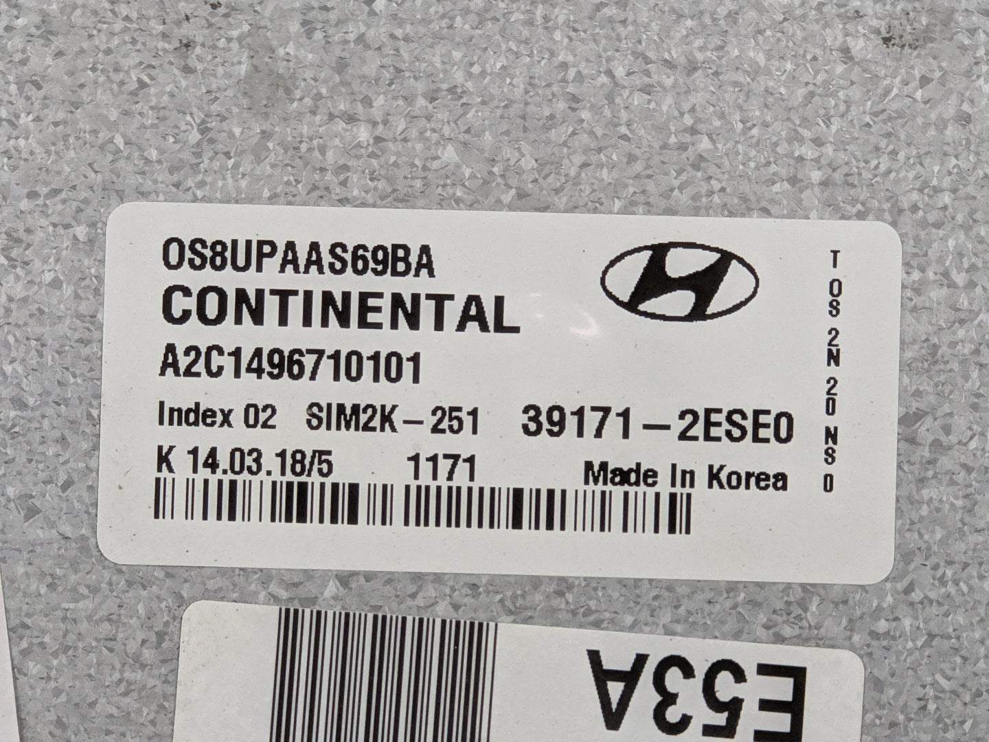 2018-2021 Hyundai Kona PCM Engine Control Computer ECU ECM PCU OEM P/N:OS8UPAAS69BA A2C1496710101 Fits Fits 2018 2019 2020 2