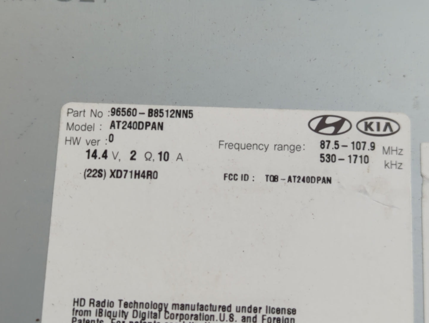 2017-2018 Hyundai Santa Fe Radio AM FM Cd Player Receiver Replacement P/N:96560-B8512NN5 Fits Fits 2017 2018 OEM Used Auto P
