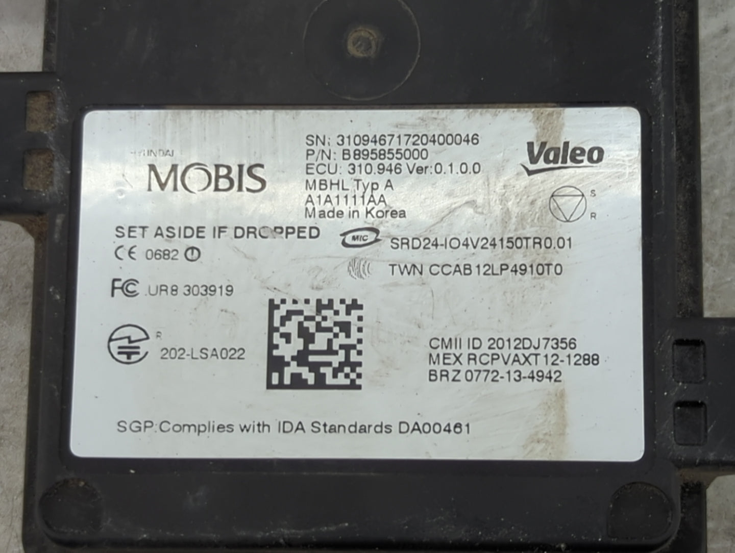 2017-2018 Hyundai Santa Fe Driver Assist Control Module B895855000 - Oemusedautoparts1.com