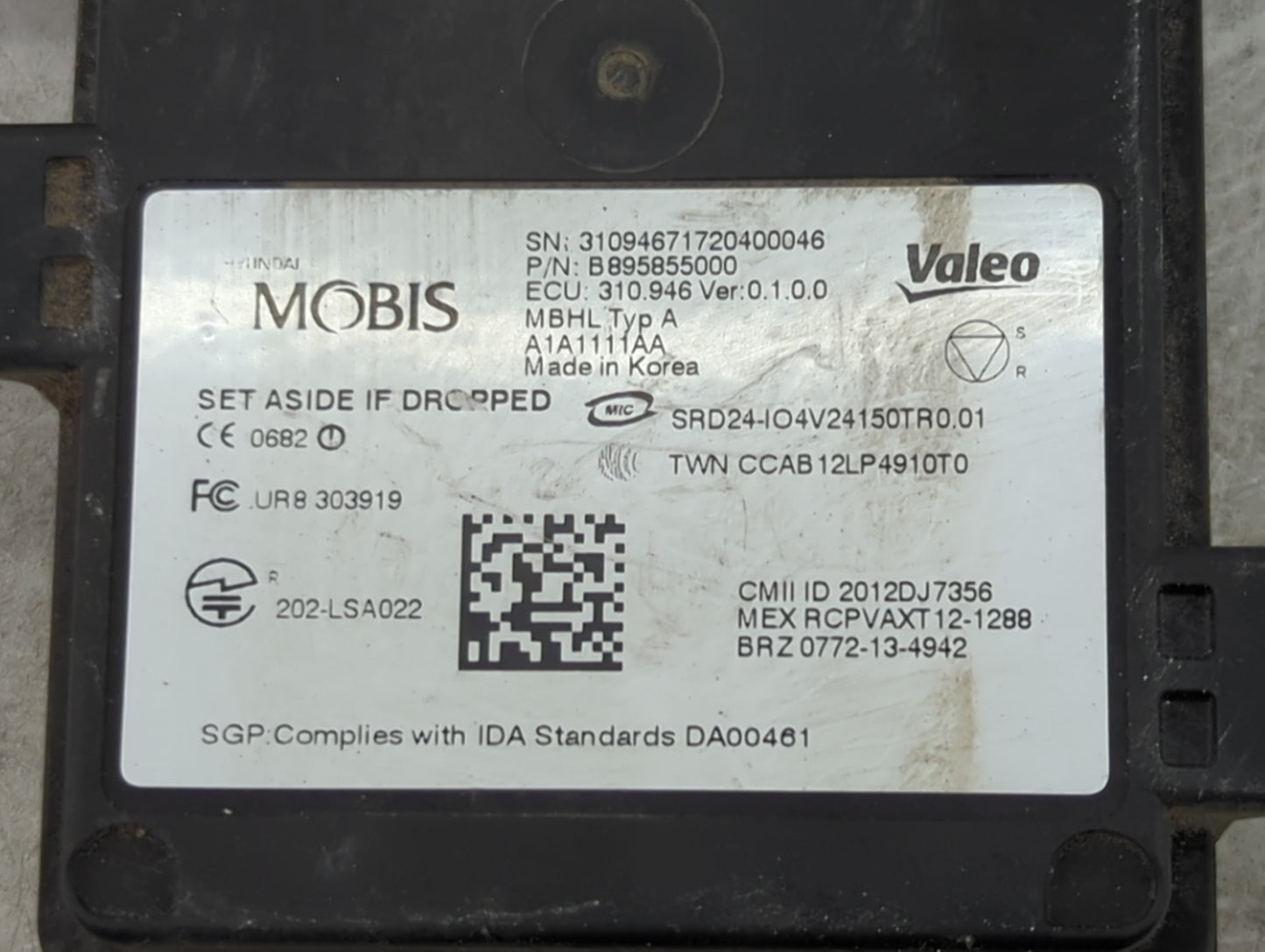 2017-2018 Hyundai Santa Fe Driver Assist Control Module B895855000 - Oemusedautoparts1.com