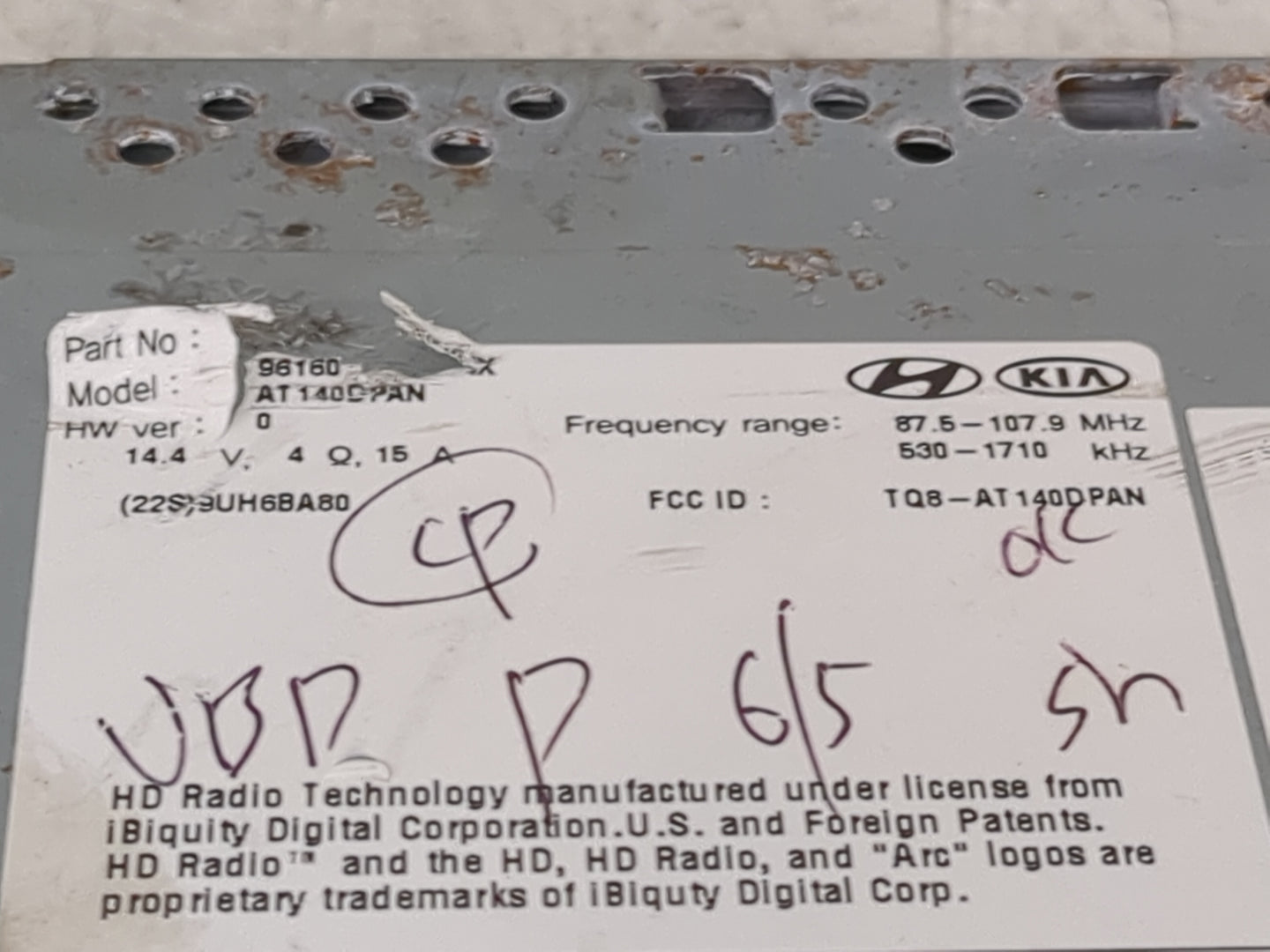 2017-2018 Hyundai Santa Fe Radio AM FM Cd Player Receiver Replacement P/N:96160 AT140DPAN, TQ8-AT140DPAN Fits Fits 2017 2018