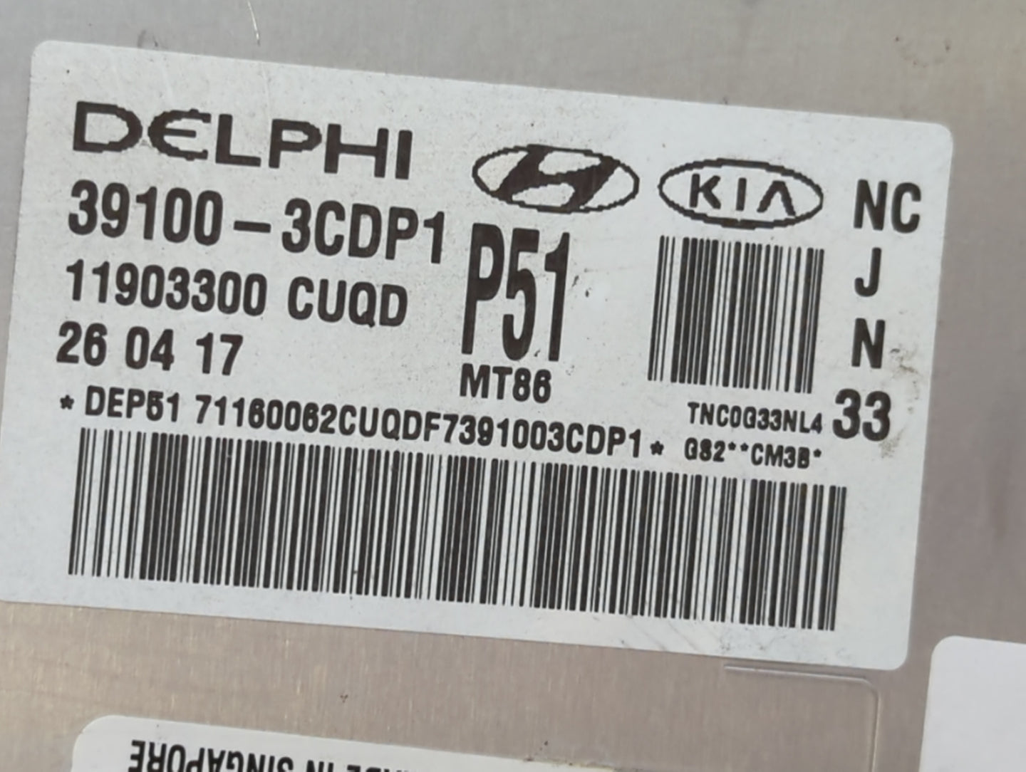 2017-2018 Hyundai Santa Fe PCM Engine Control Computer ECU ECM PCU OEM P/N:39100-3CDP1 Fits Fits 2017 2018 OEM Used Auto Par