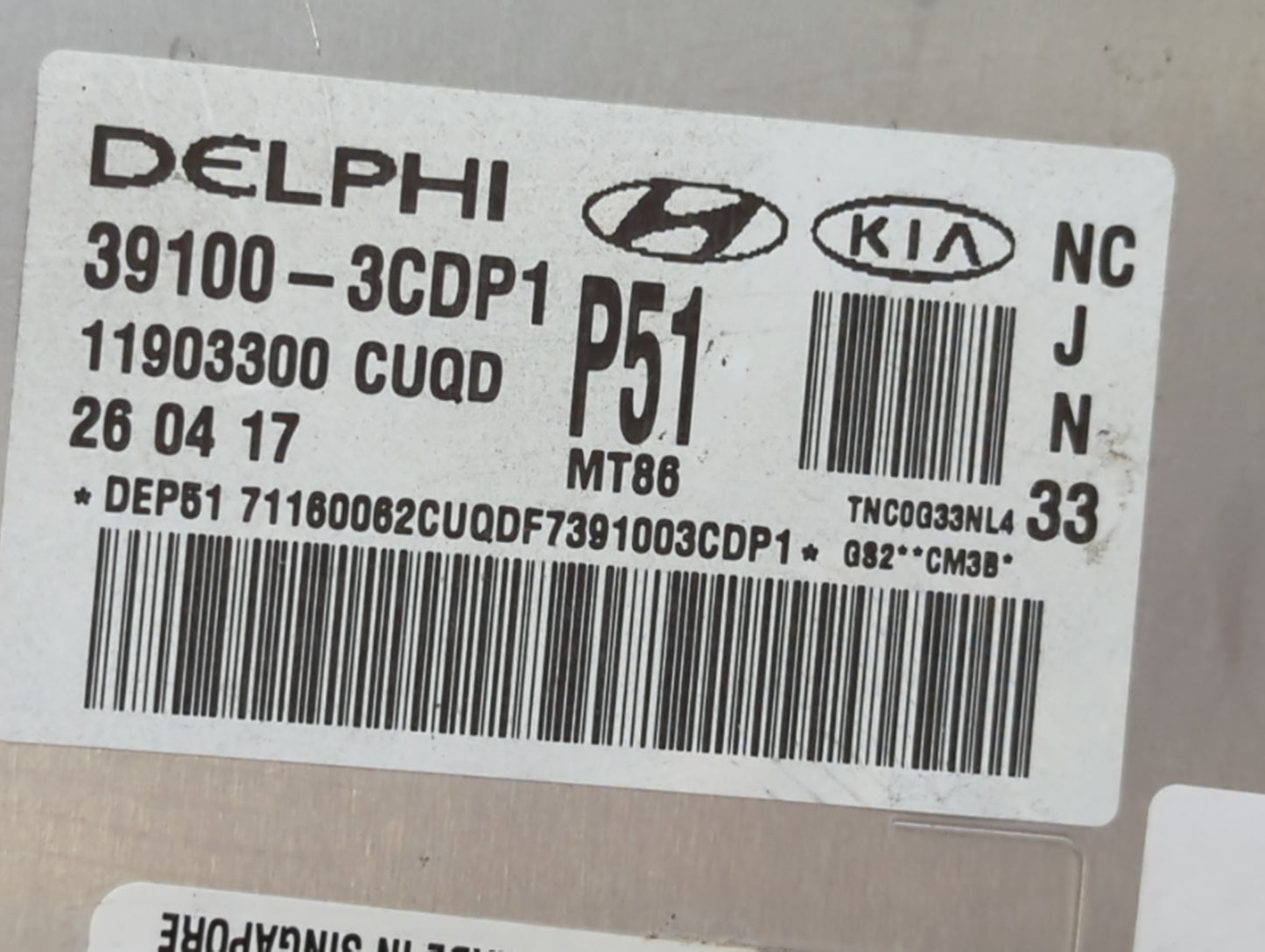2017-2018 Hyundai Santa Fe PCM Engine Control Computer ECU ECM PCU OEM P/N:39100-3CDP1 Fits Fits 2017 2018 OEM Used Auto Par