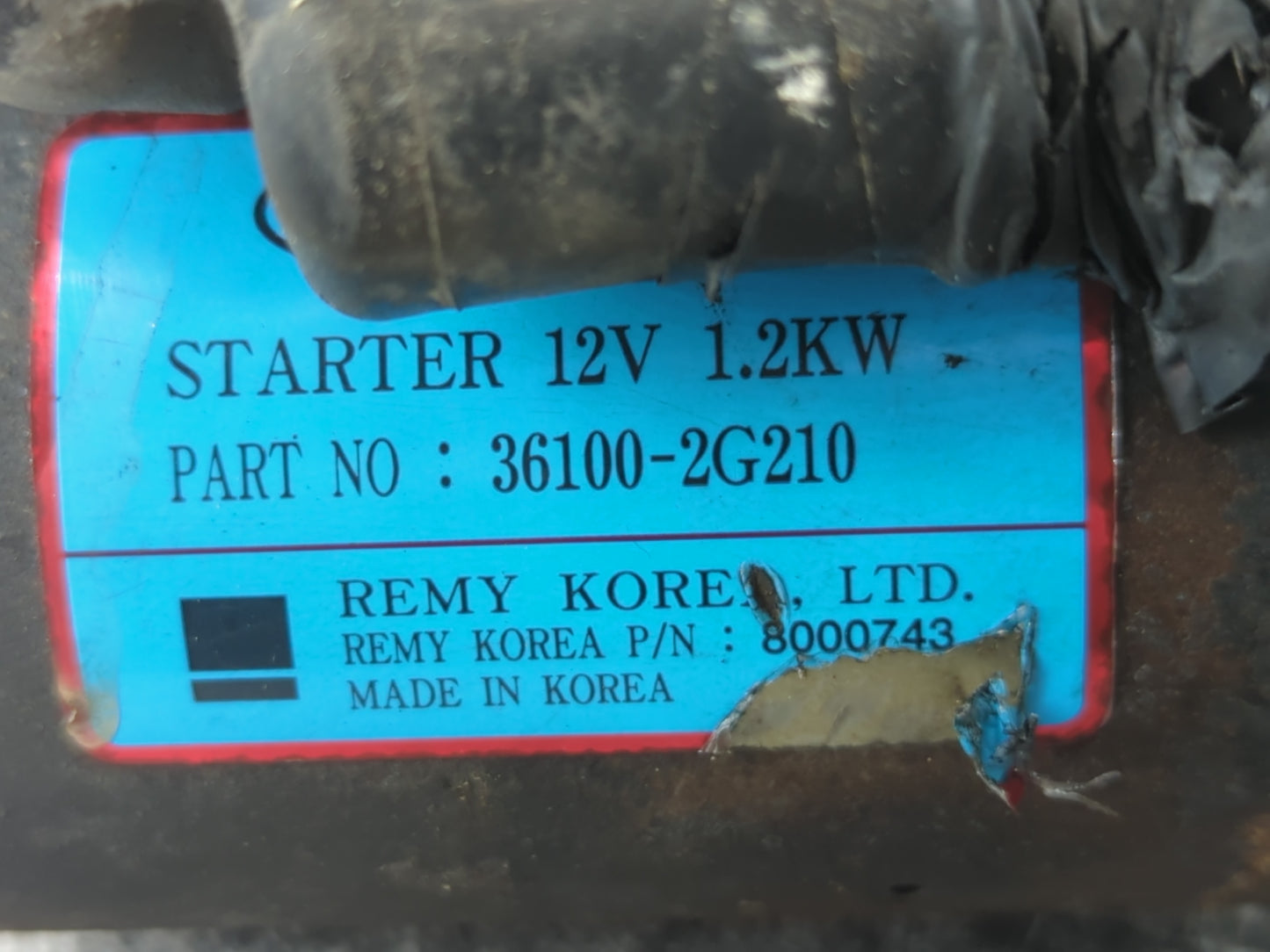 2017-2018 Hyundai Santa Fe Car Starter Motor Solenoid OEM P/N:36100-2G210 Fits Fits 2015 2016 2017 2018 2019 2020 OEM Used A