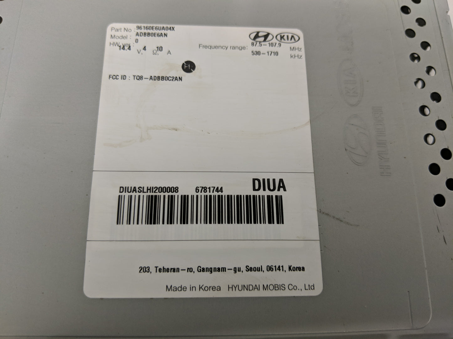 2018 Hyundai Sonata Radio AM FM Cd Player Receiver Replacement P/N:96160E6UA04X Fits OEM Used Auto Parts - Oemusedautoparts1