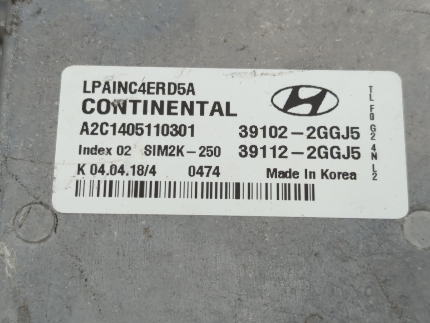 2018-2019 Hyundai Sonata PCM Engine Control Computer ECU ECM PCU OEM P/N:39112-2GGJ5 39102-2GGJ5 Fits Fits 2018 2019 OEM Use