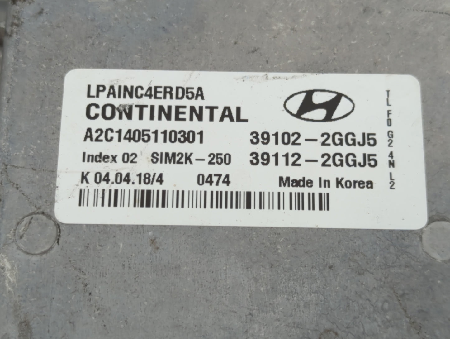 2018-2019 Hyundai Sonata PCM Engine Control Computer ECU ECM PCU OEM P/N:39112-2GGJ5 39102-2GGJ5 Fits Fits 2018 2019 OEM Use