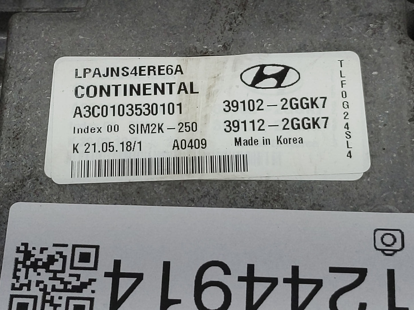 2018-2019 Hyundai Sonata PCM Engine Control Computer ECU ECM PCU OEM P/N:39112-2GGJ5 39102-2GGJ5 Fits Fits 2018 2019 OEM Use