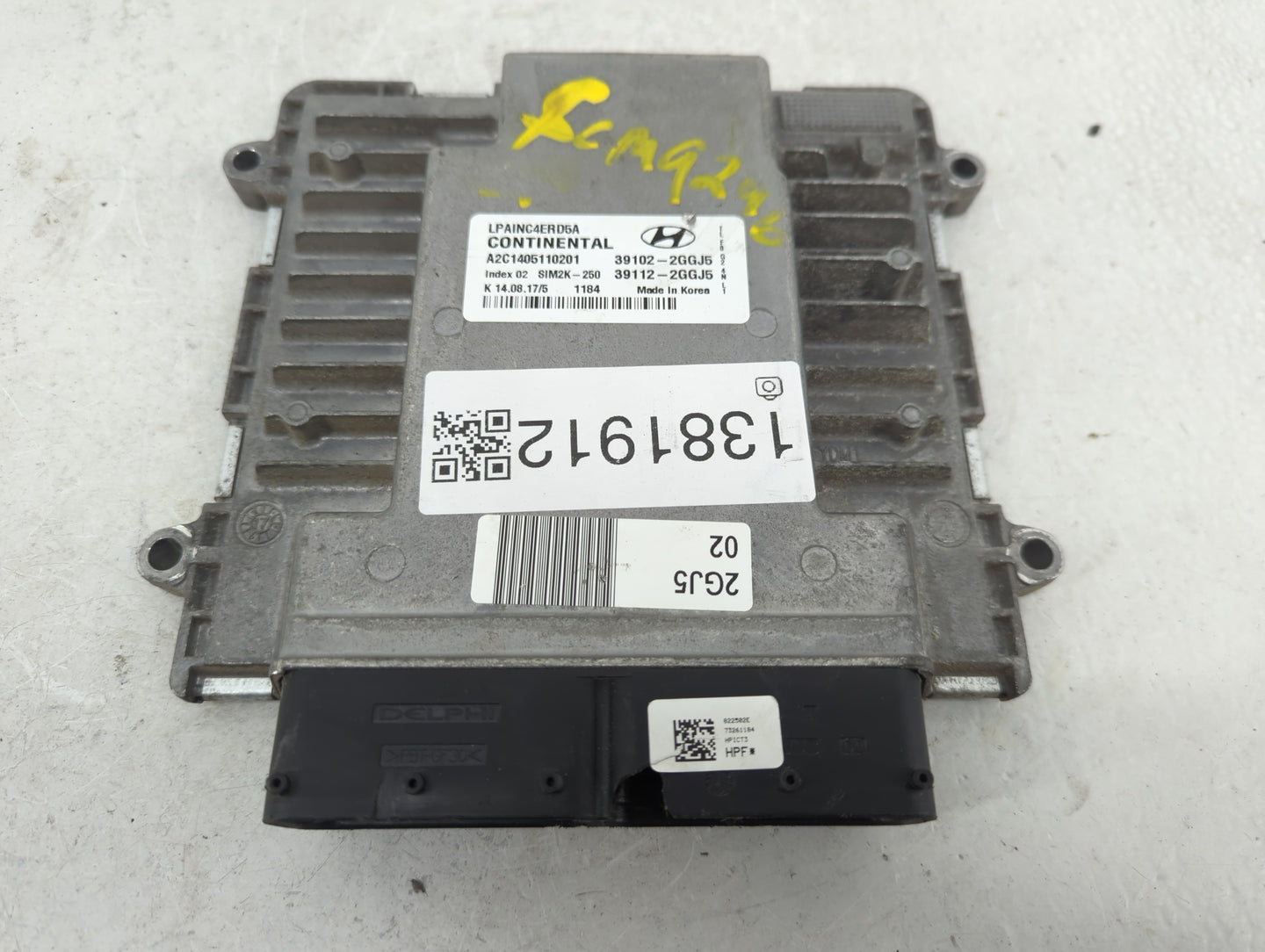2018-2019 Hyundai Sonata PCM Engine Control Computer ECU ECM PCU OEM P/N:39102-2GGJ5 39112-2GGJ5 Fits Fits 2018 2019 OEM Use