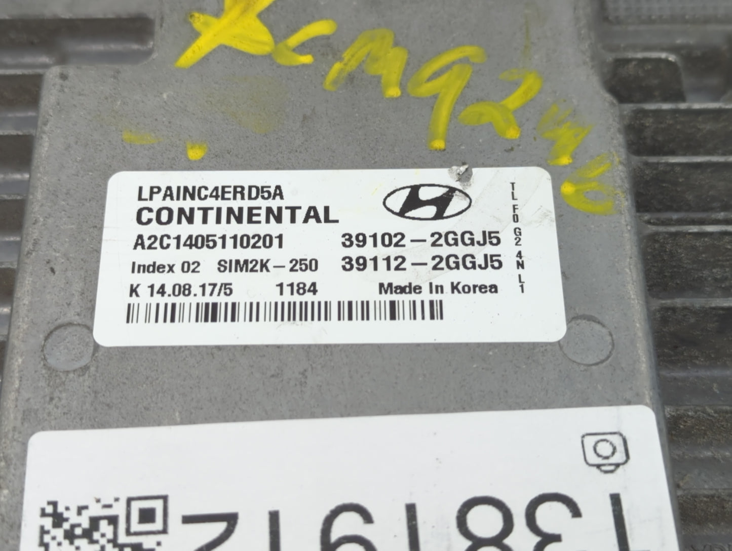 2018-2019 Hyundai Sonata PCM Engine Control Computer ECU ECM PCU OEM P/N:39102-2GGJ5 39112-2GGJ5 Fits Fits 2018 2019 OEM Use