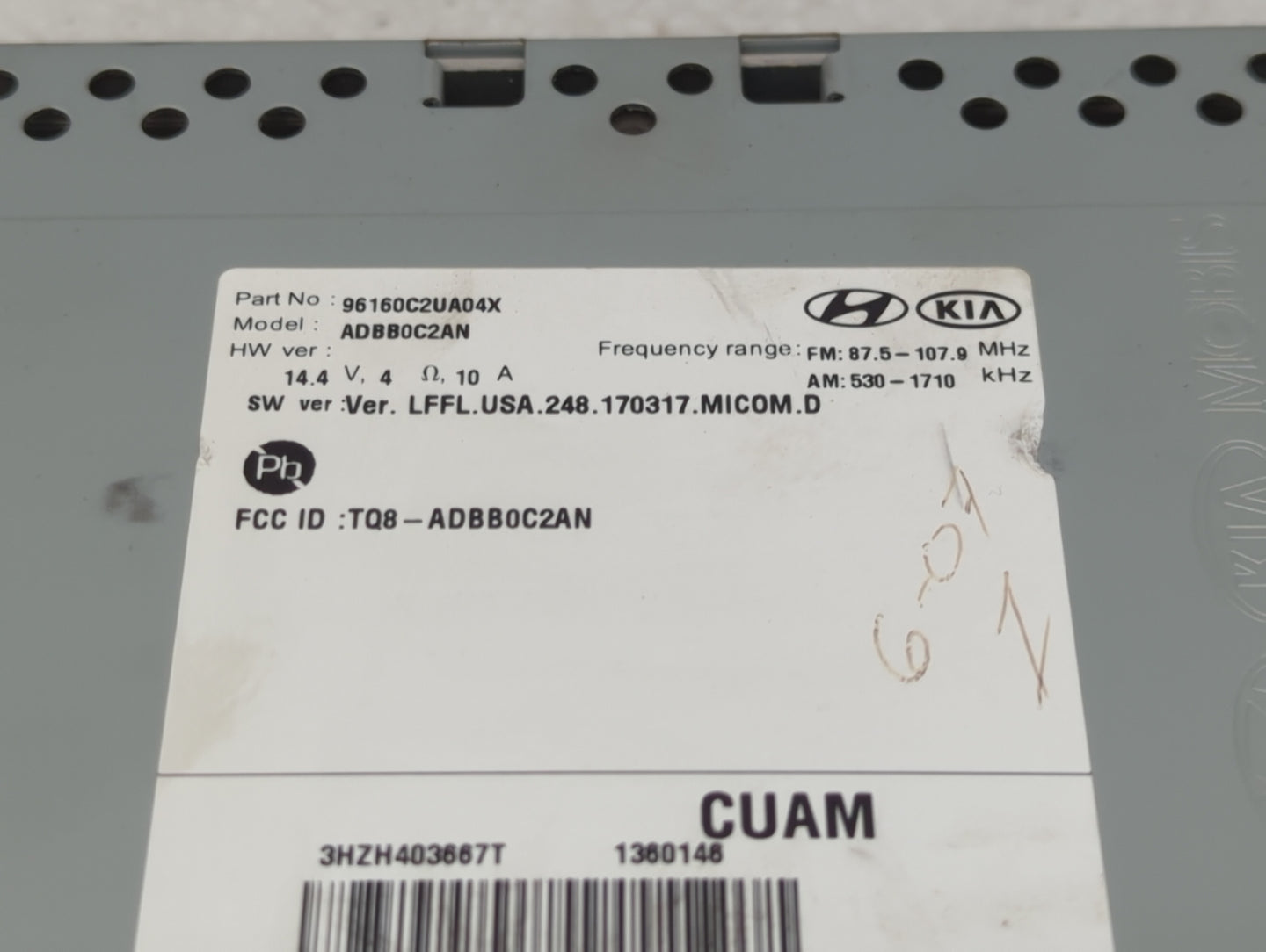 2018-2019 Hyundai Sonata Radio AM FM Cd Player Receiver Replacement P/N:96160C2UA04X Fits Fits 2018 2019 OEM Used Auto Parts