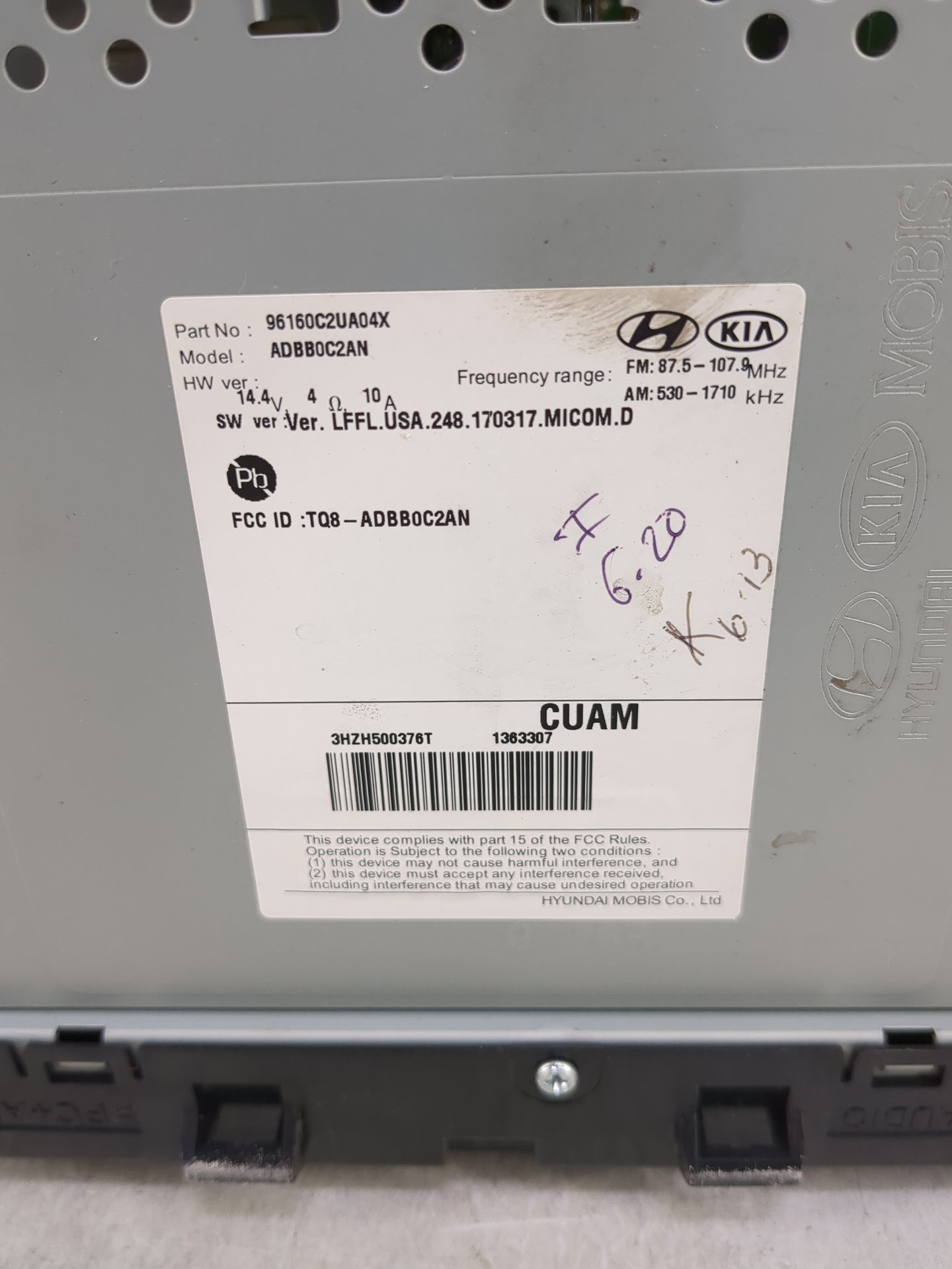 2018-2019 Hyundai Sonata Radio AM FM Cd Player Receiver Replacement P/N:96160C2UA04X Fits Fits 2018 2019 OEM Used Auto Parts
