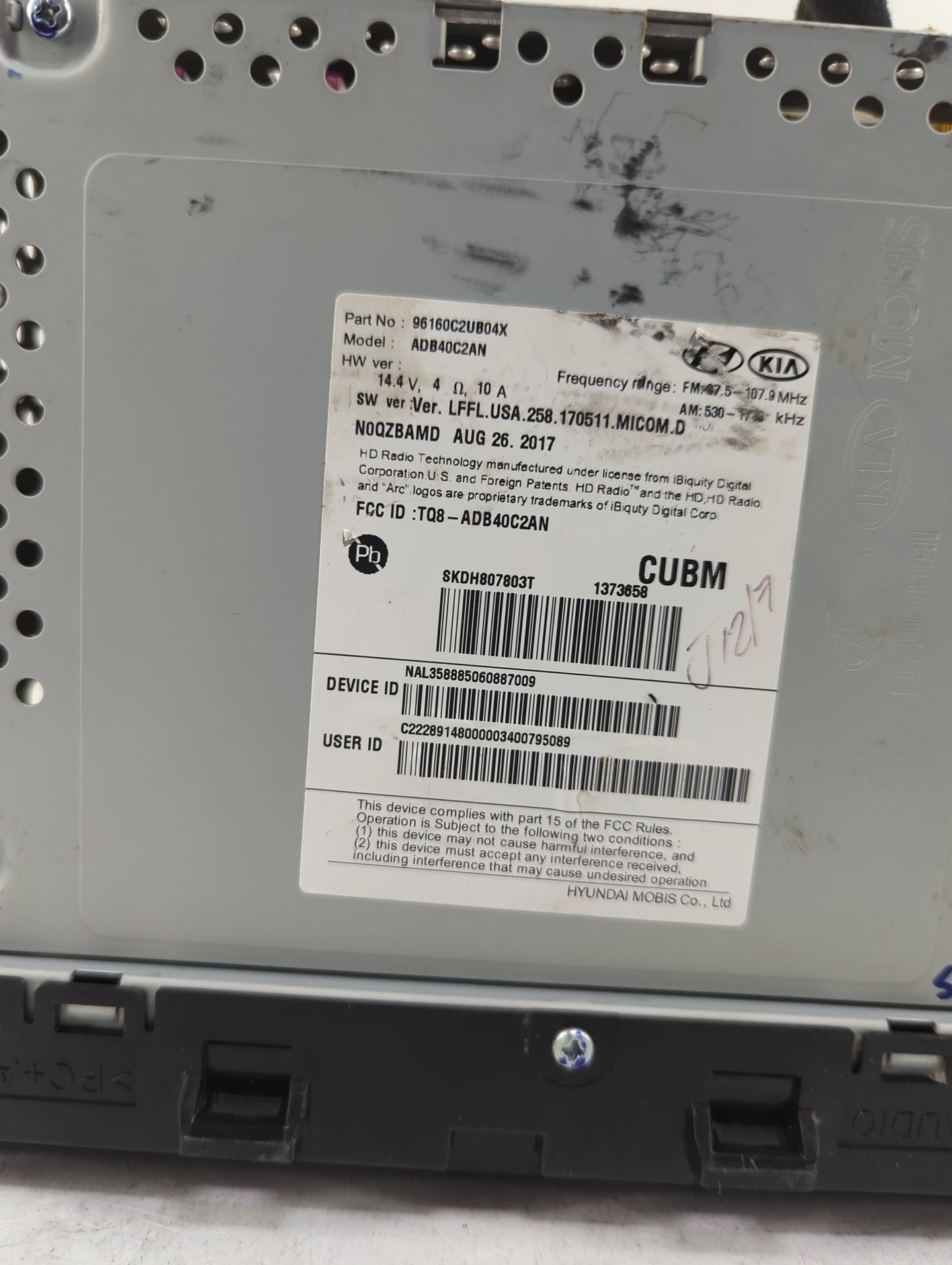 2018-2019 Hyundai Sonata Radio AM FM Cd Player Receiver Replacement P/N:96160C2UB04X ADB40C2AN, TQ8-ADB40C2AN Fits Fits 2018