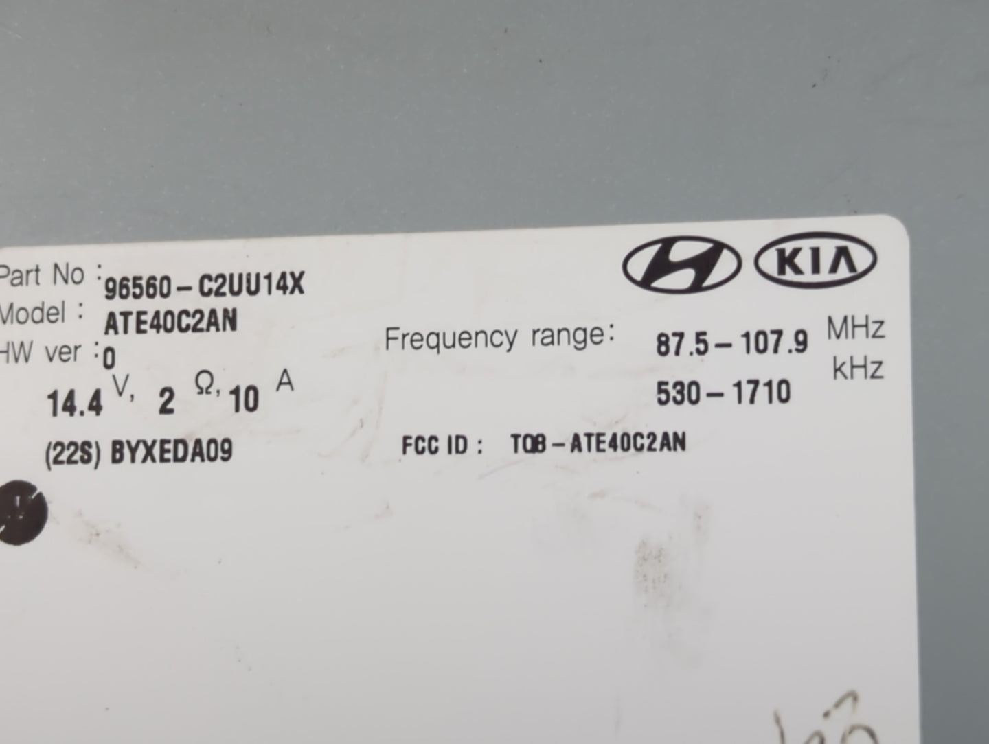 2018-2019 Hyundai Sonata Radio AM FM Cd Player Receiver Replacement P/N:96560-C2UU14X ATE40C2AN, TQ8-ATE40C2AN Fits Fits 201