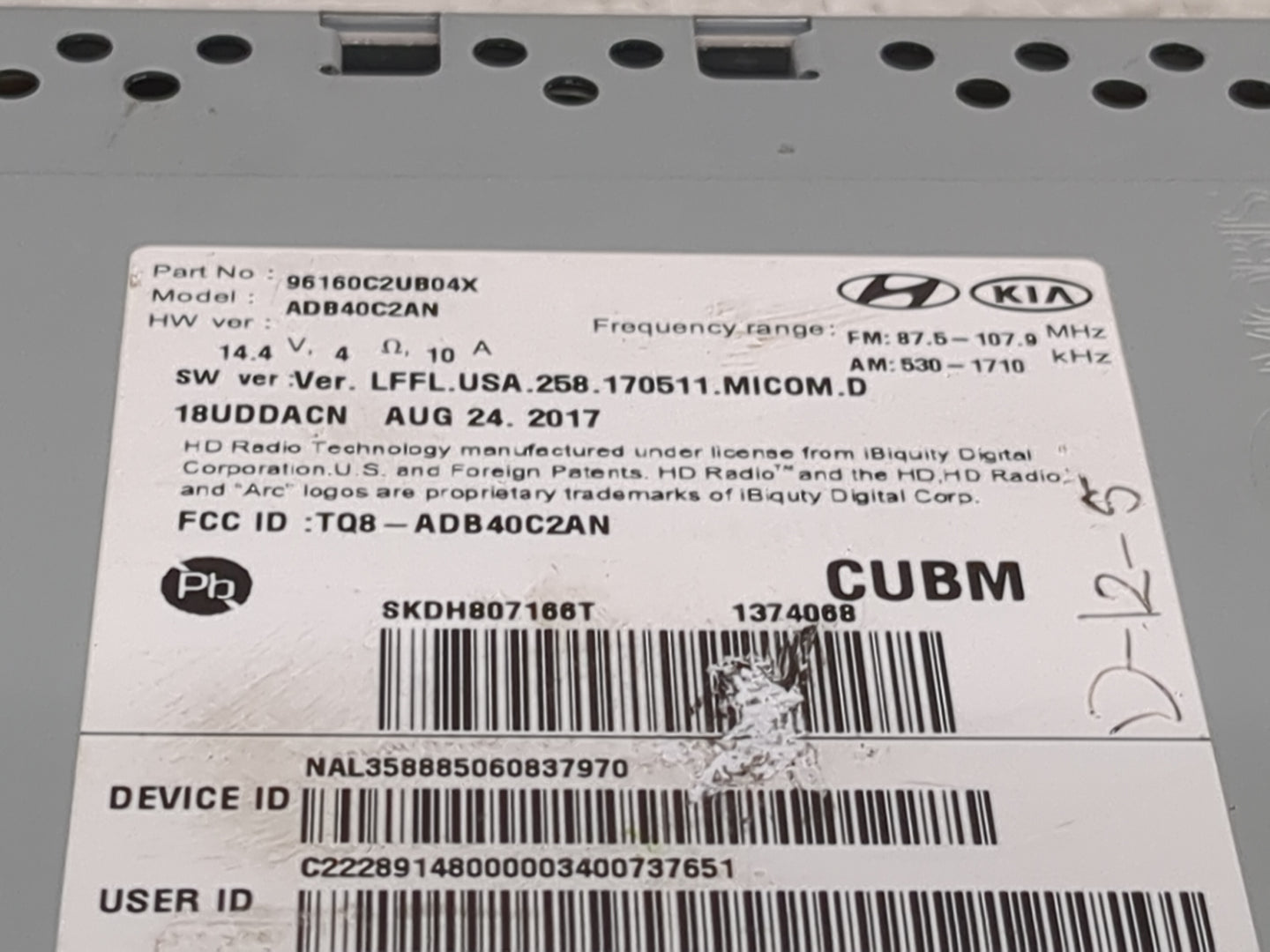 2018-2019 Hyundai Sonata Radio AM FM Cd Player Receiver Replacement P/N:96160C2UB04X ADB40C2AN, TQ8-ADB40C2AN Fits Fits 2018
