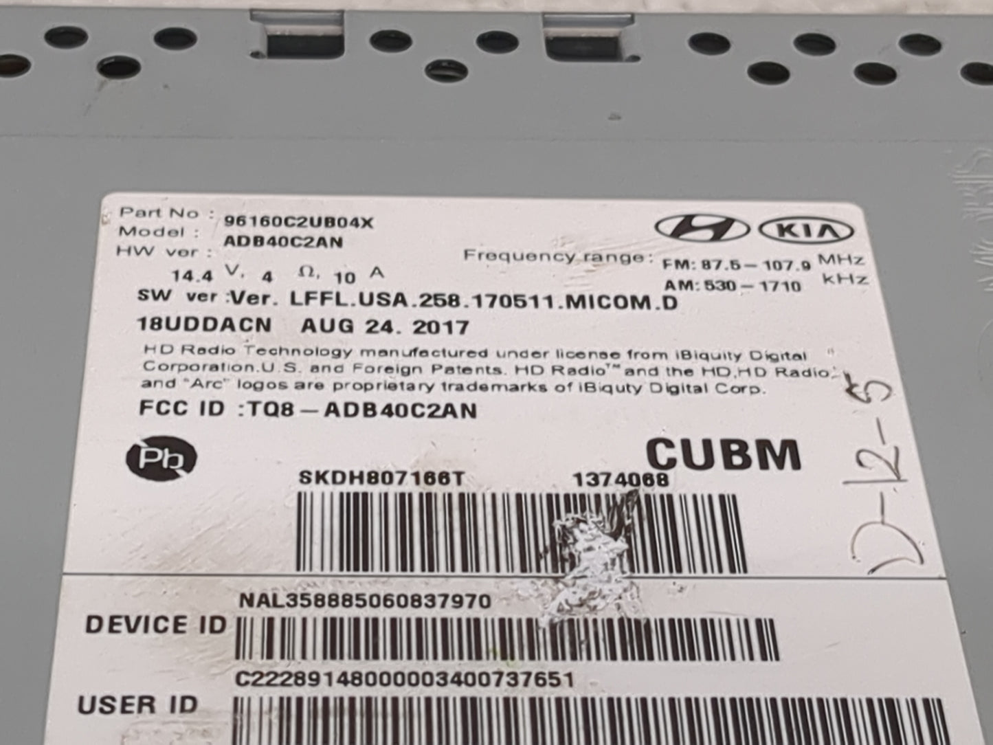 2018-2019 Hyundai Sonata Radio AM FM Cd Player Receiver Replacement P/N:96160C2UB04X ADB40C2AN, TQ8-ADB40C2AN Fits Fits 2018