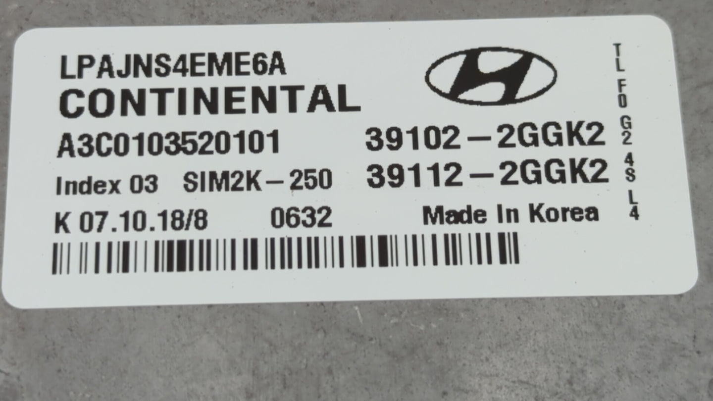 2018-2019 Hyundai Sonata PCM Engine Control Computer ECU ECM PCU OEM P/N:39102-2GGJ0 39112-2GGJ0, 39102-2GGK0 Fits Fits 2018