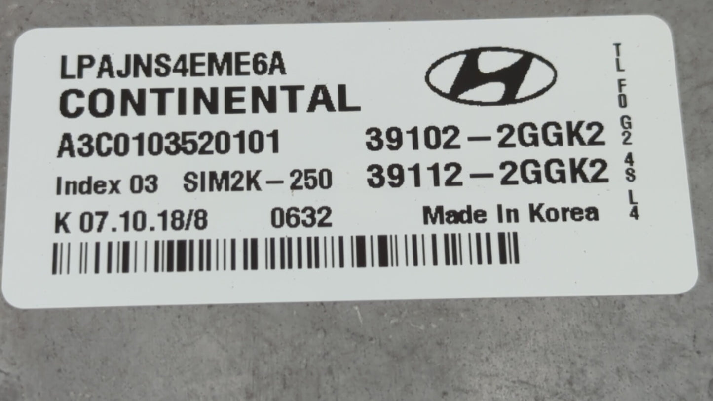 2018-2019 Hyundai Sonata PCM Engine Control Computer ECU ECM PCU OEM P/N:39102-2GGJ0 39112-2GGJ0, 39102-2GGK0 Fits Fits 2018