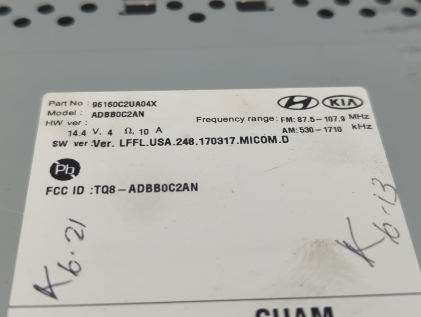 2018-2019 Hyundai Sonata Radio AM FM Cd Player Receiver Replacement P/N:96160C2UA04X 96160C2UB04X Fits Fits 2018 2019 OEM Us