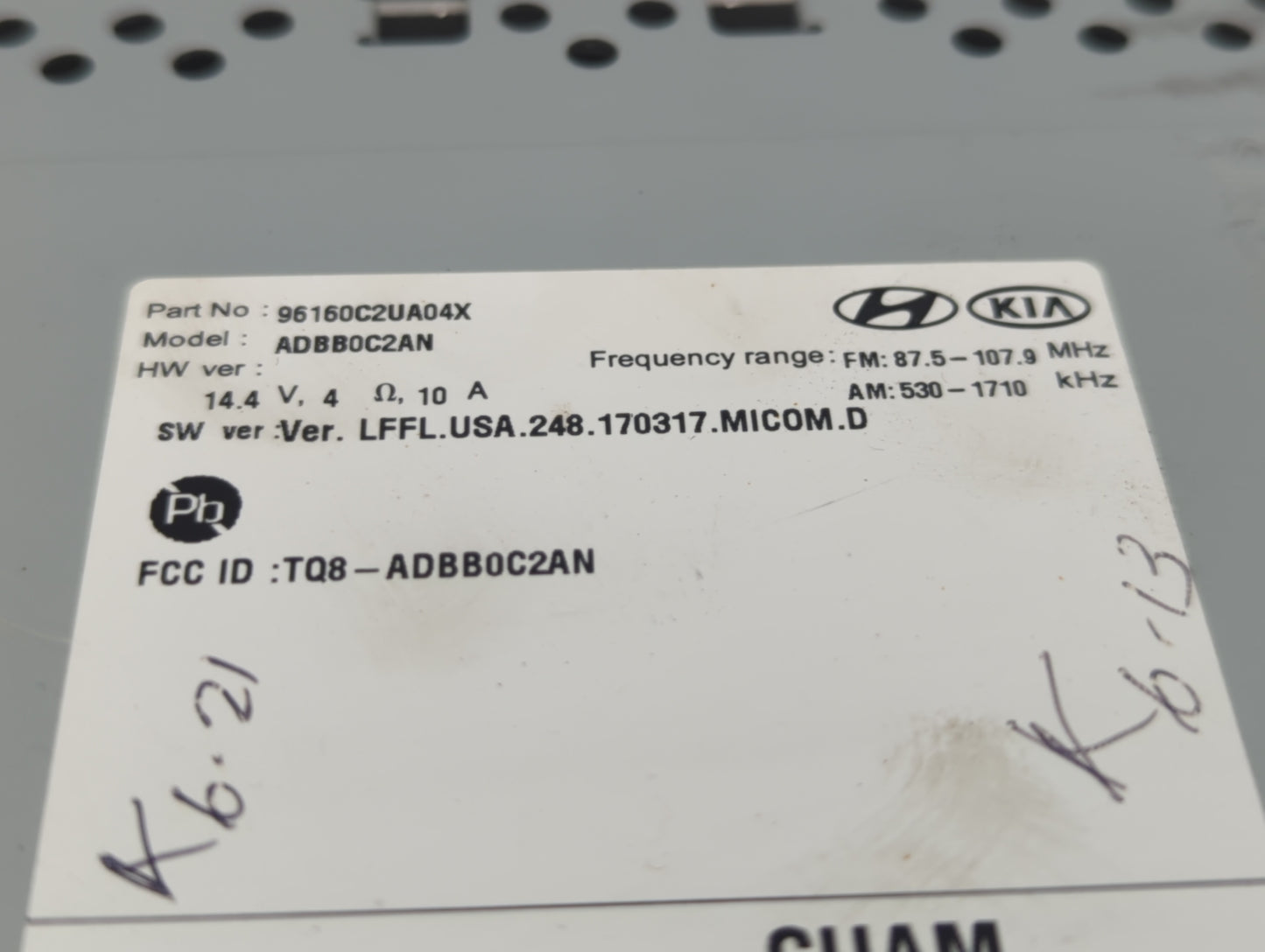 2018-2019 Hyundai Sonata Radio AM FM Cd Player Receiver Replacement P/N:96160C2UA04X 96160C2UB04X Fits Fits 2018 2019 OEM Us