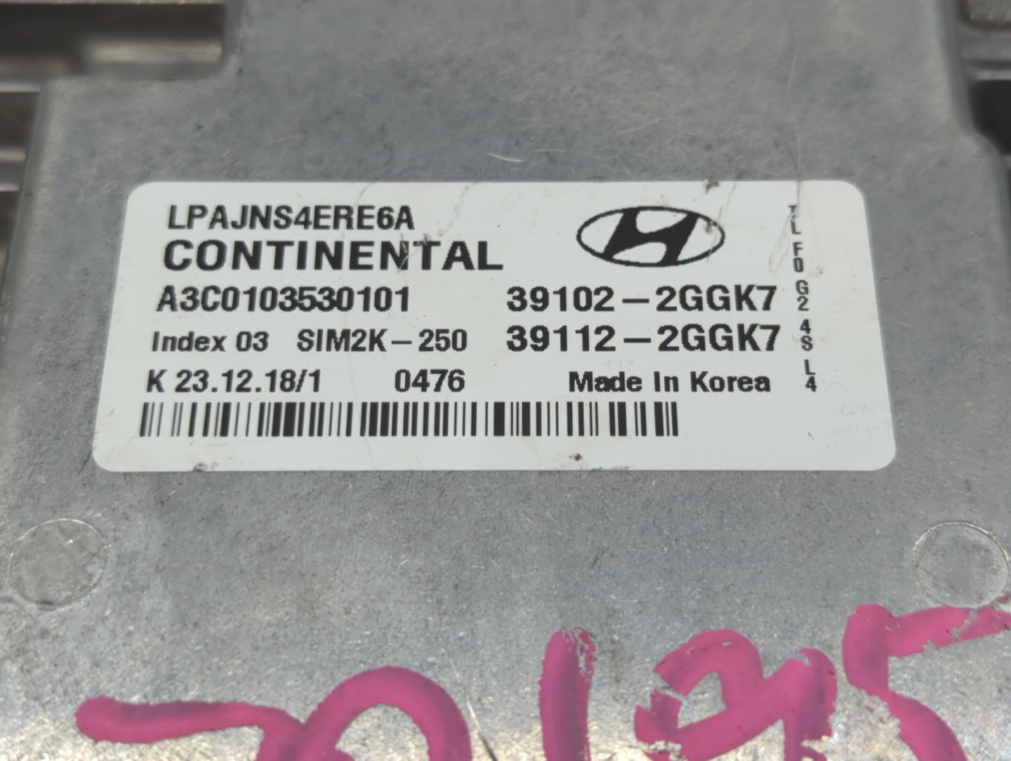 2018-2019 Hyundai Sonata PCM Engine Control Computer ECU ECM PCU OEM P/N:39112-2GGK7 39102-2GGK7, 39102-2GGK5 Fits Fits 2018