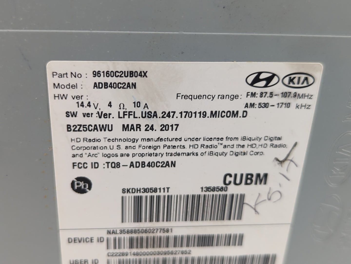 2018-2019 Hyundai Sonata Am Fm Cd Player Radio Receiver - Oemusedautoparts1.com