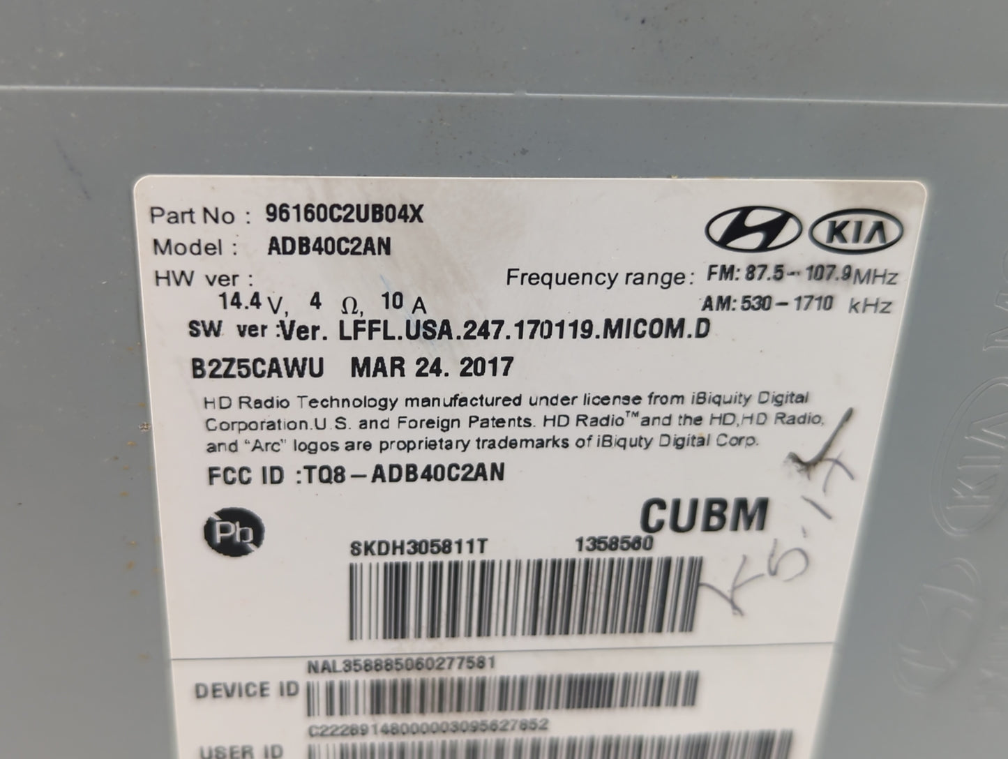 2018-2019 Hyundai Sonata Am Fm Cd Player Radio Receiver - Oemusedautoparts1.com