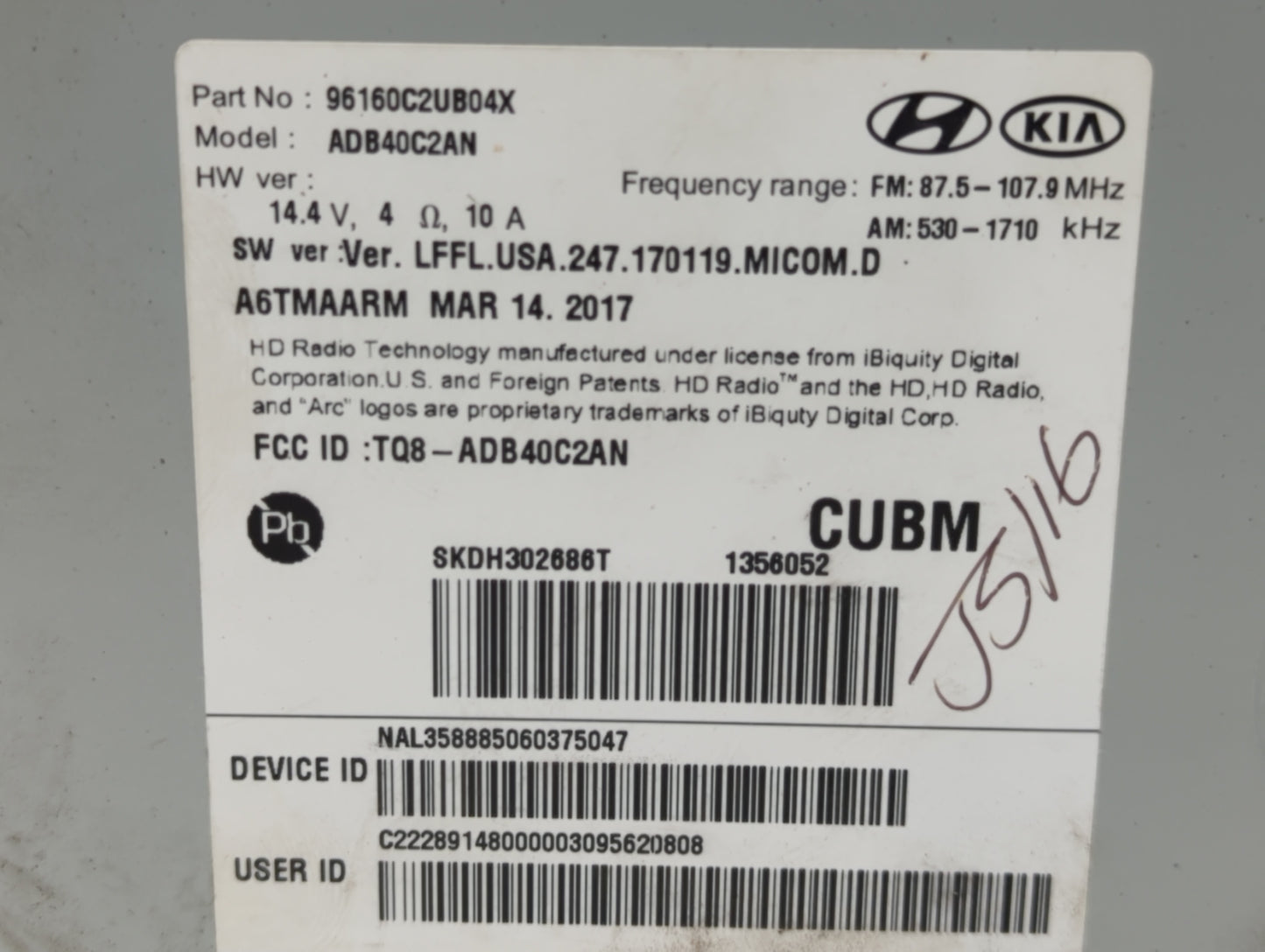 2018-2019 Hyundai Sonata Am Fm Cd Player Radio Receiver - Oemusedautoparts1.com