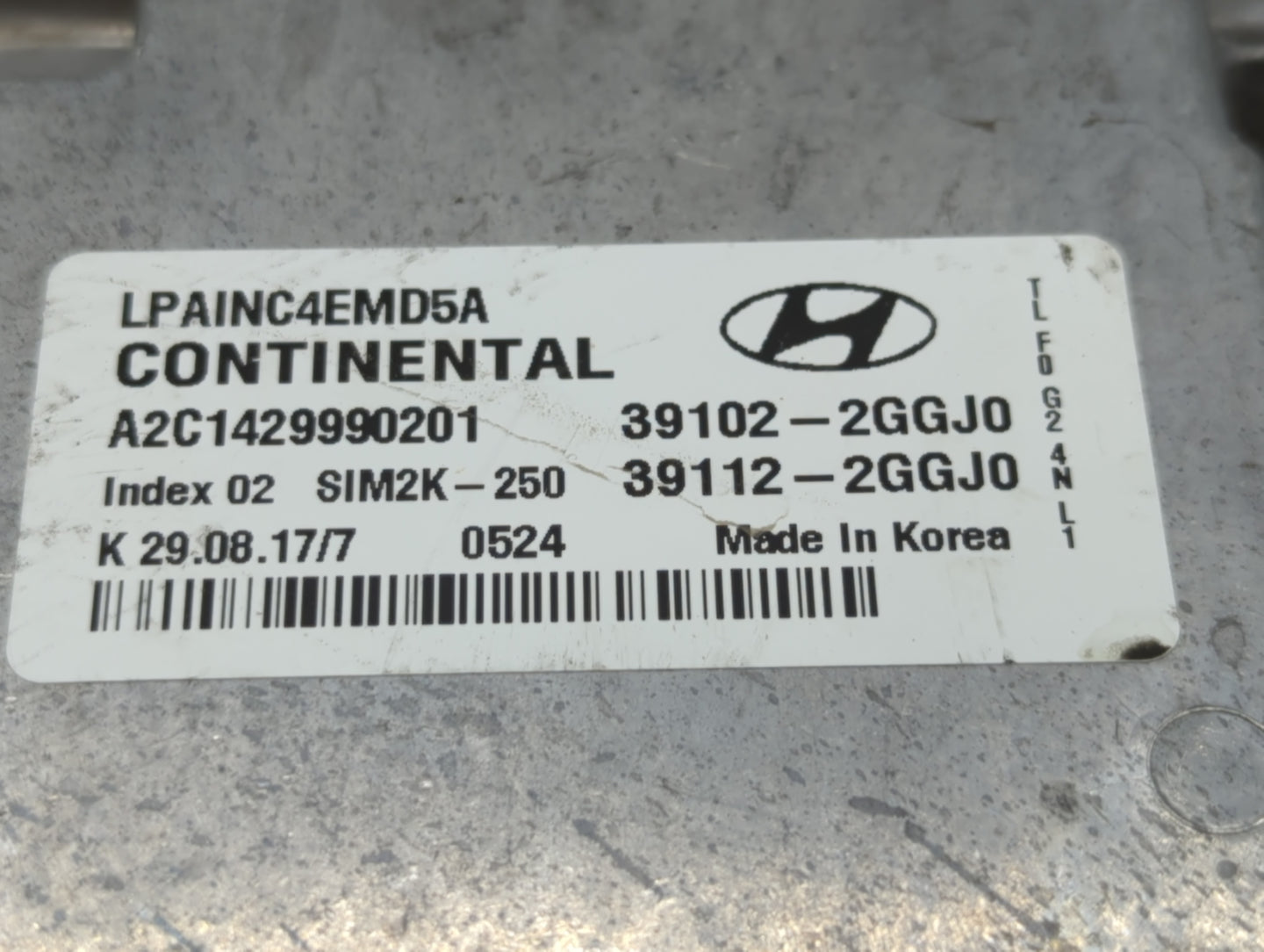 2018-2019 Hyundai Sonata PCM Engine Control Computer ECU ECM PCU OEM P/N:39102-2GGJ0 Fits Fits 2018 2019 OEM Used Auto Parts